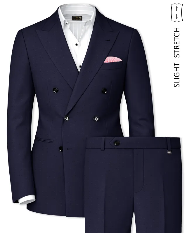 Azure-Baltic Sea Blue Wool Rich Slight Stretch Double Breasted Suit made by French Crown