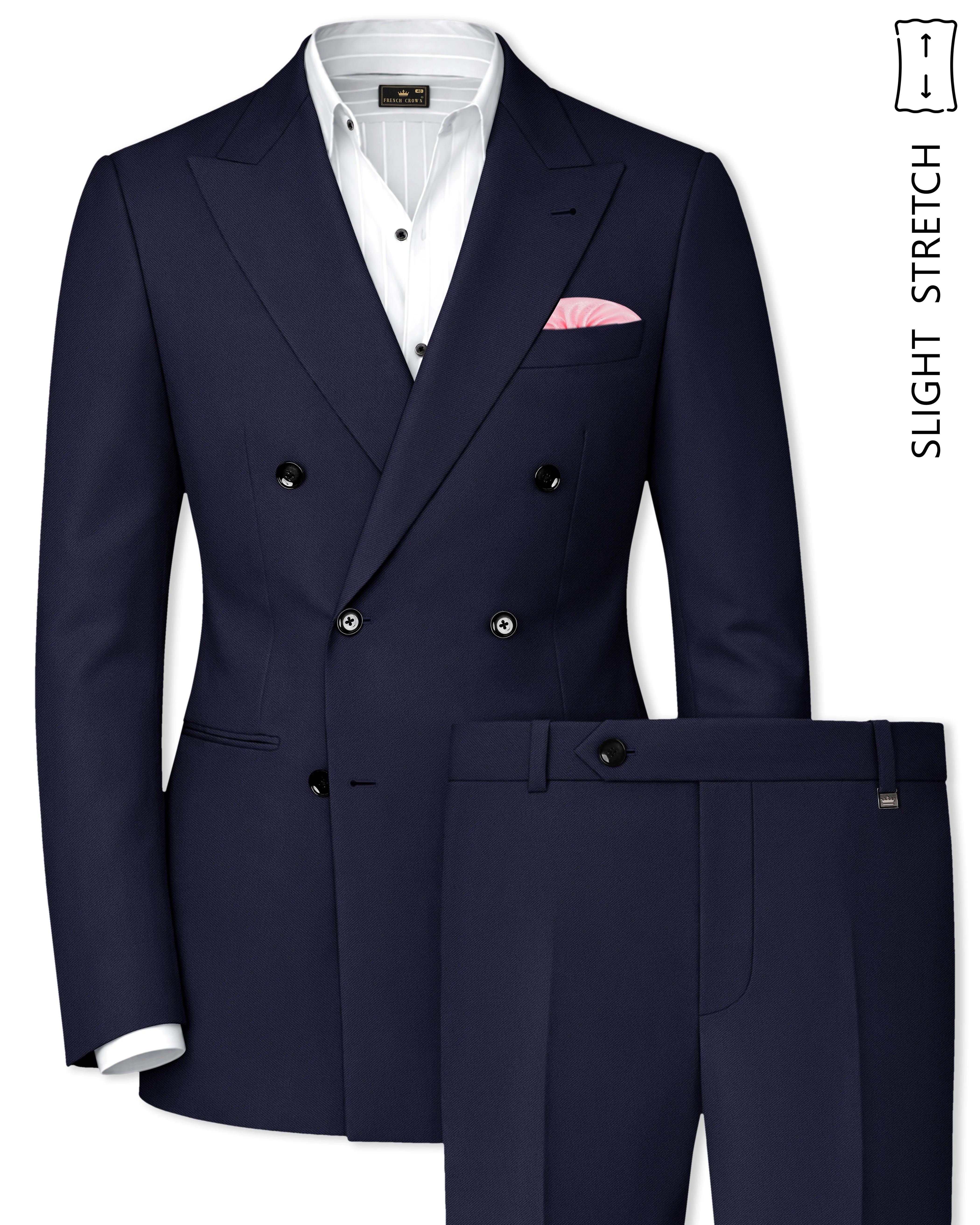 Azure-Baltic Sea Blue Wool Rich Slight Stretch Double Breasted Suit sold by French Crown