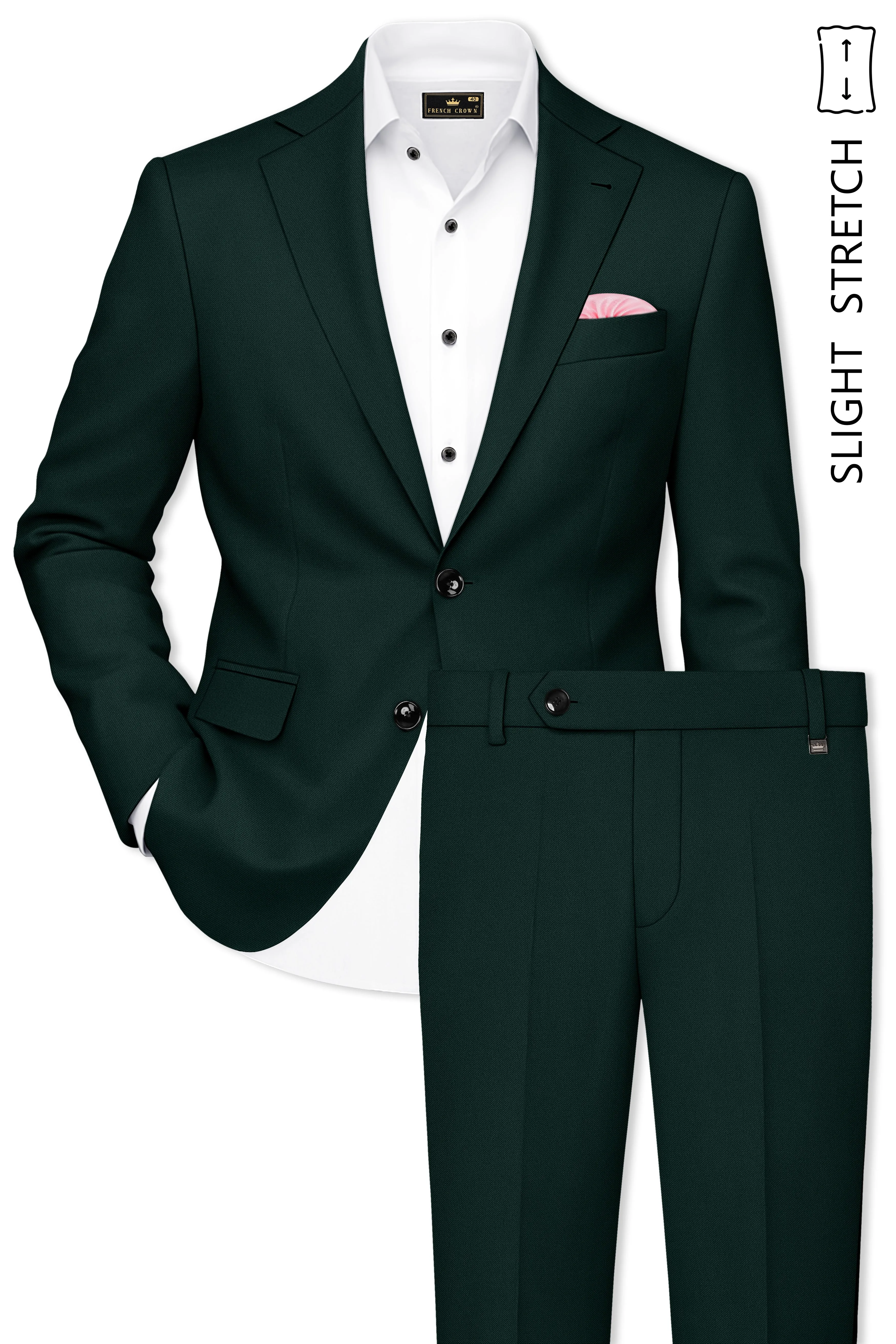 Lustre-Emerald Green Wool Rich Slight Stretch Single Breasted Suit sold by French Crown product image thumbnail 2