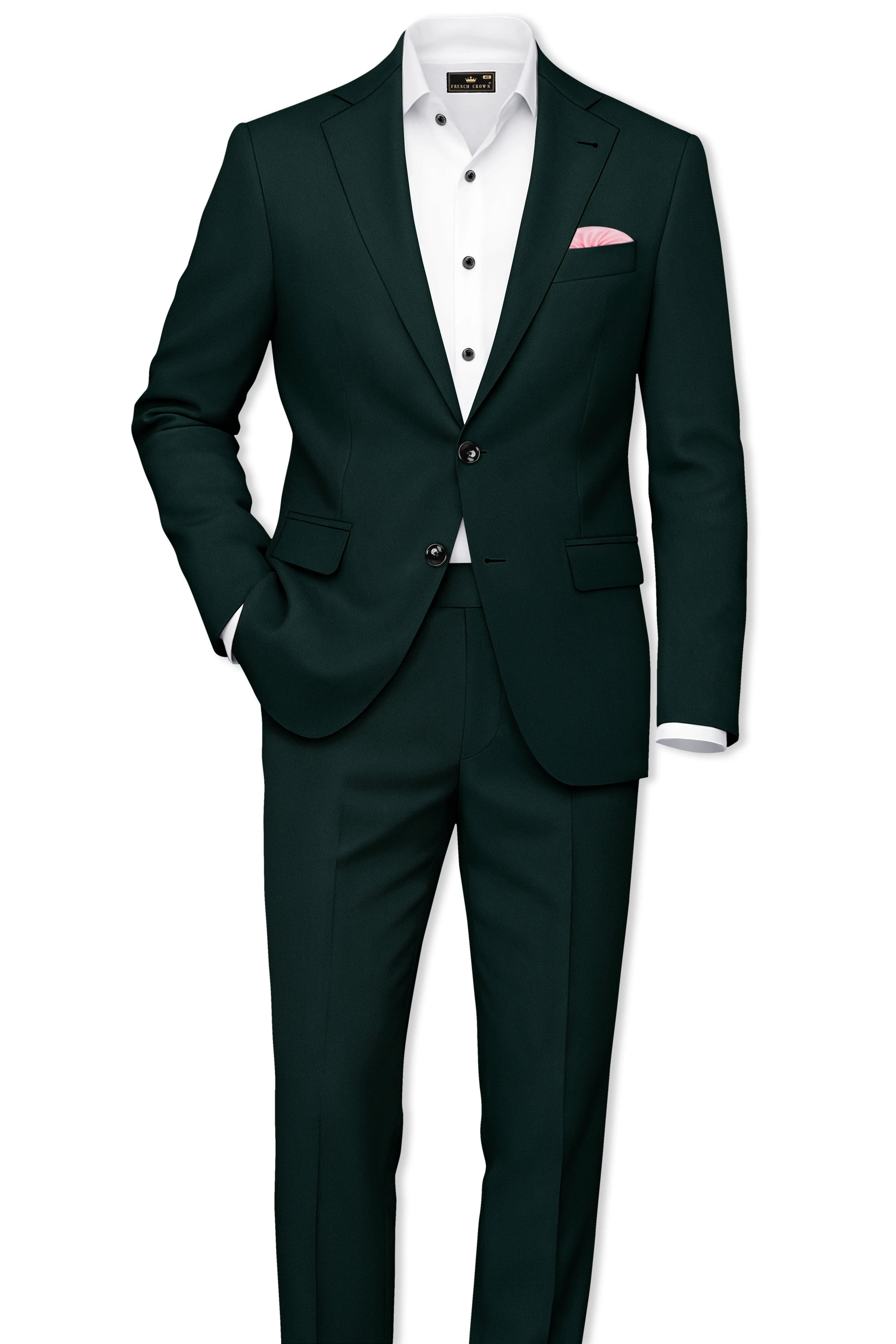 Lustre-Emerald Green Wool Rich Slight Stretch Single Breasted Suit sold by French Crown product image thumbnail 4