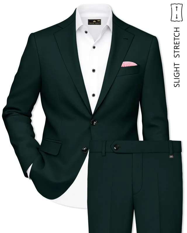 Lustre-Emerald Green Wool Rich Slight Stretch Single Breasted Suit made by French Crown