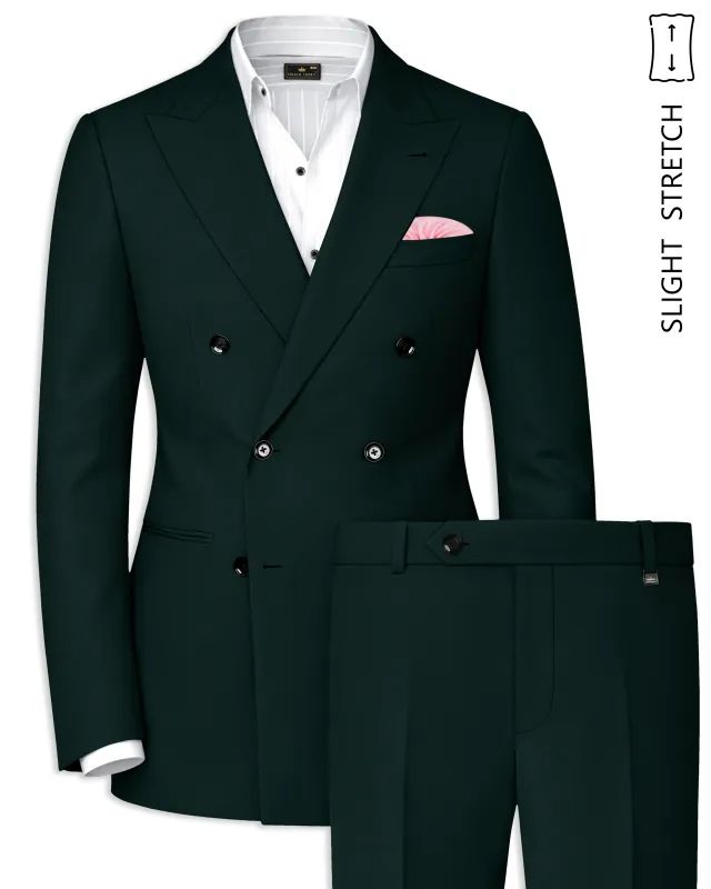 Lustre-Emerald Green Wool Rich Slight Stretch Double Breasted Suit made by French Crown