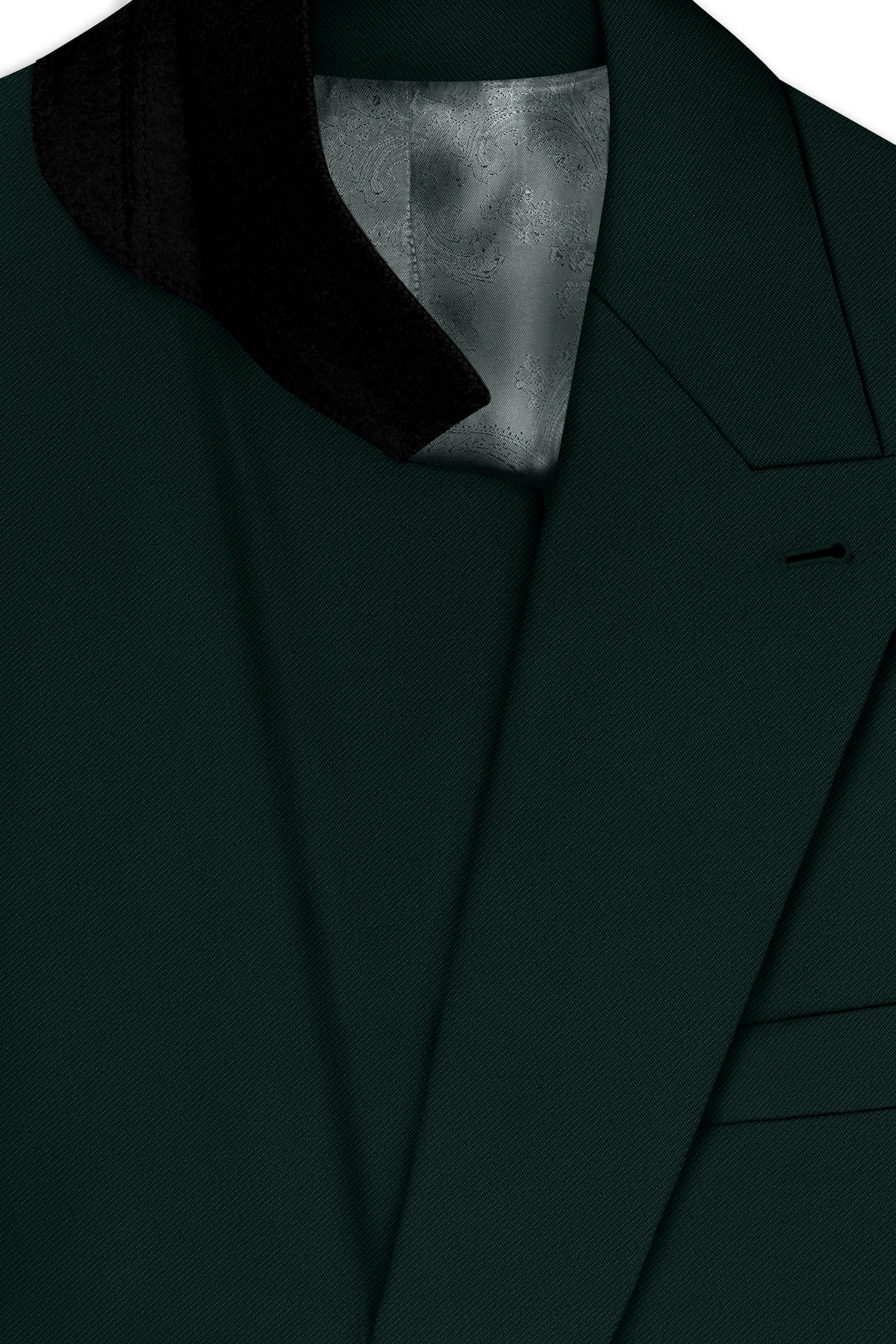Lustre-Emerald Green Wool Rich Slight Stretch Double Breasted Suit sold by French Crown product image thumbnail 5
