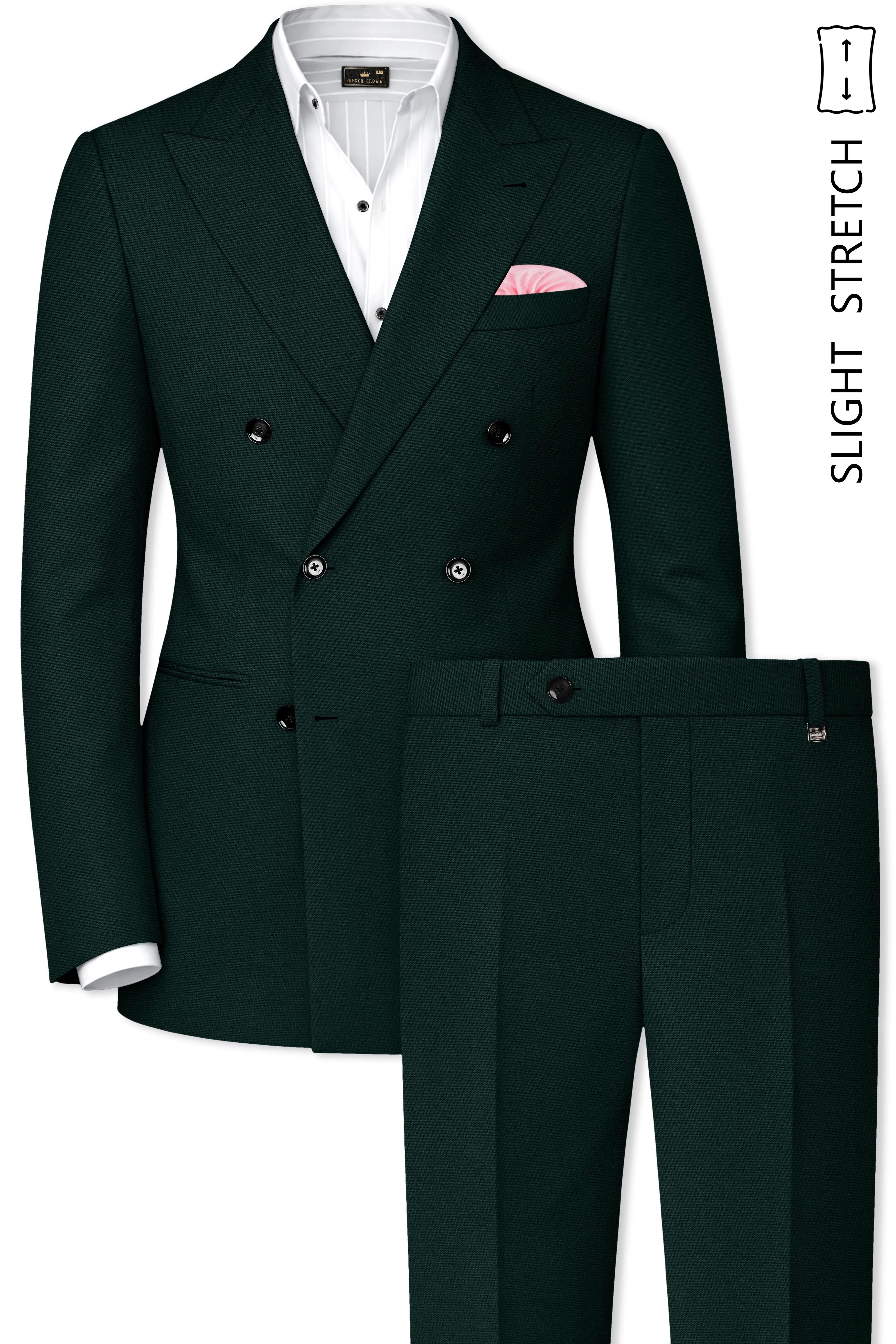Lustre-Emerald Green Wool Rich Slight Stretch Double Breasted Suit sold by French Crown product image thumbnail 2