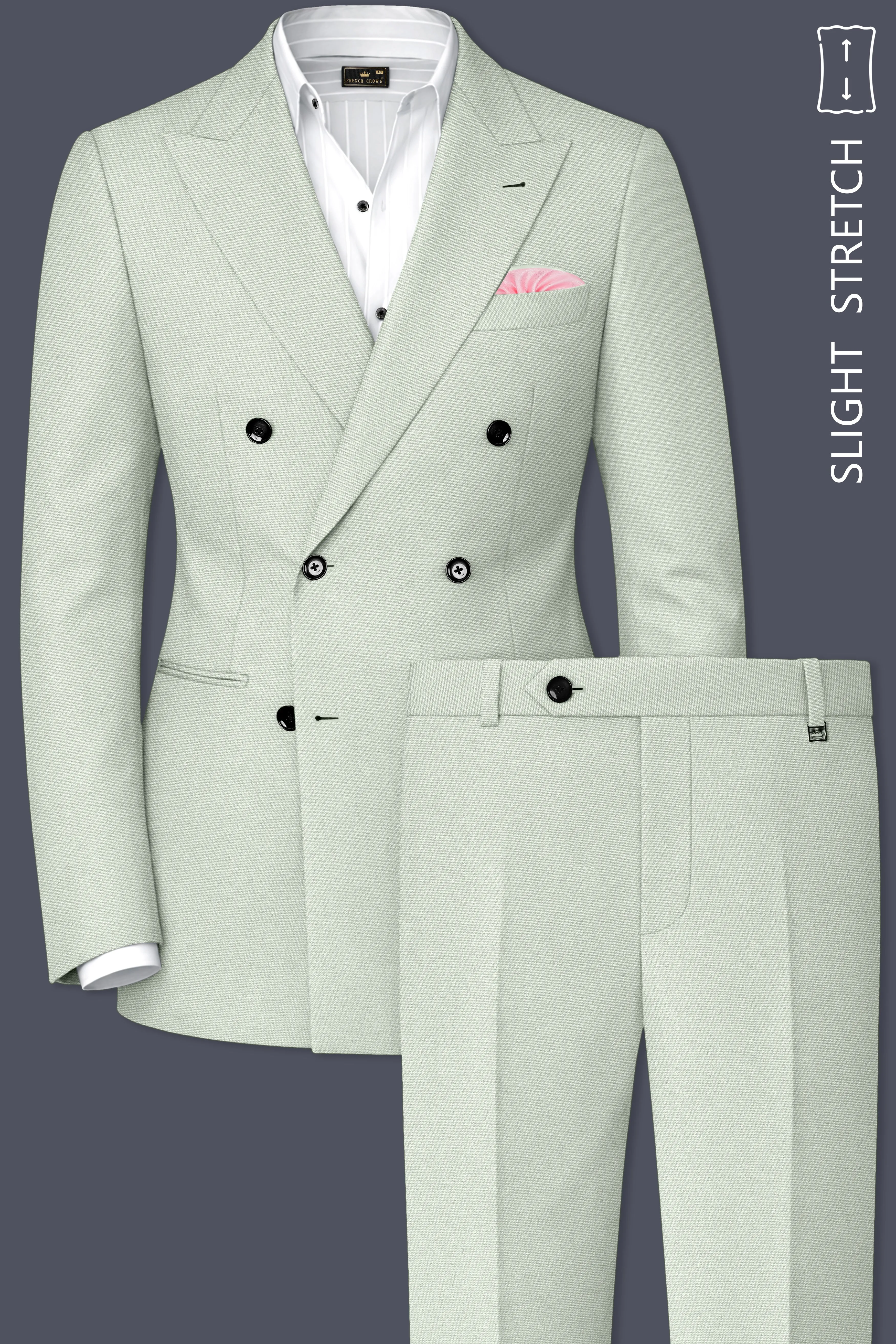 Ascend-Tasman Green Wool Rich Slight Stretch Double Breasted Suit sold by French Crown product image thumbnail 2