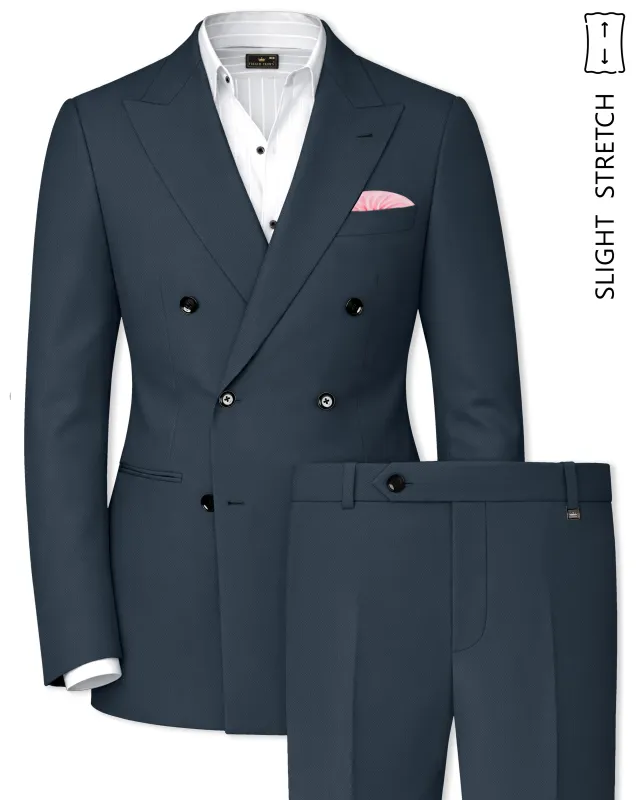 Titan-Shark Gray Wool Rich Slight Stretch Double Breasted Suit made by French Crown