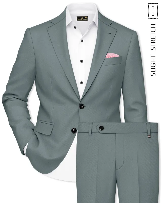 Verdant-Raven Green Wool Rich Slight Stretch Single Breasted Suit made by French Crown