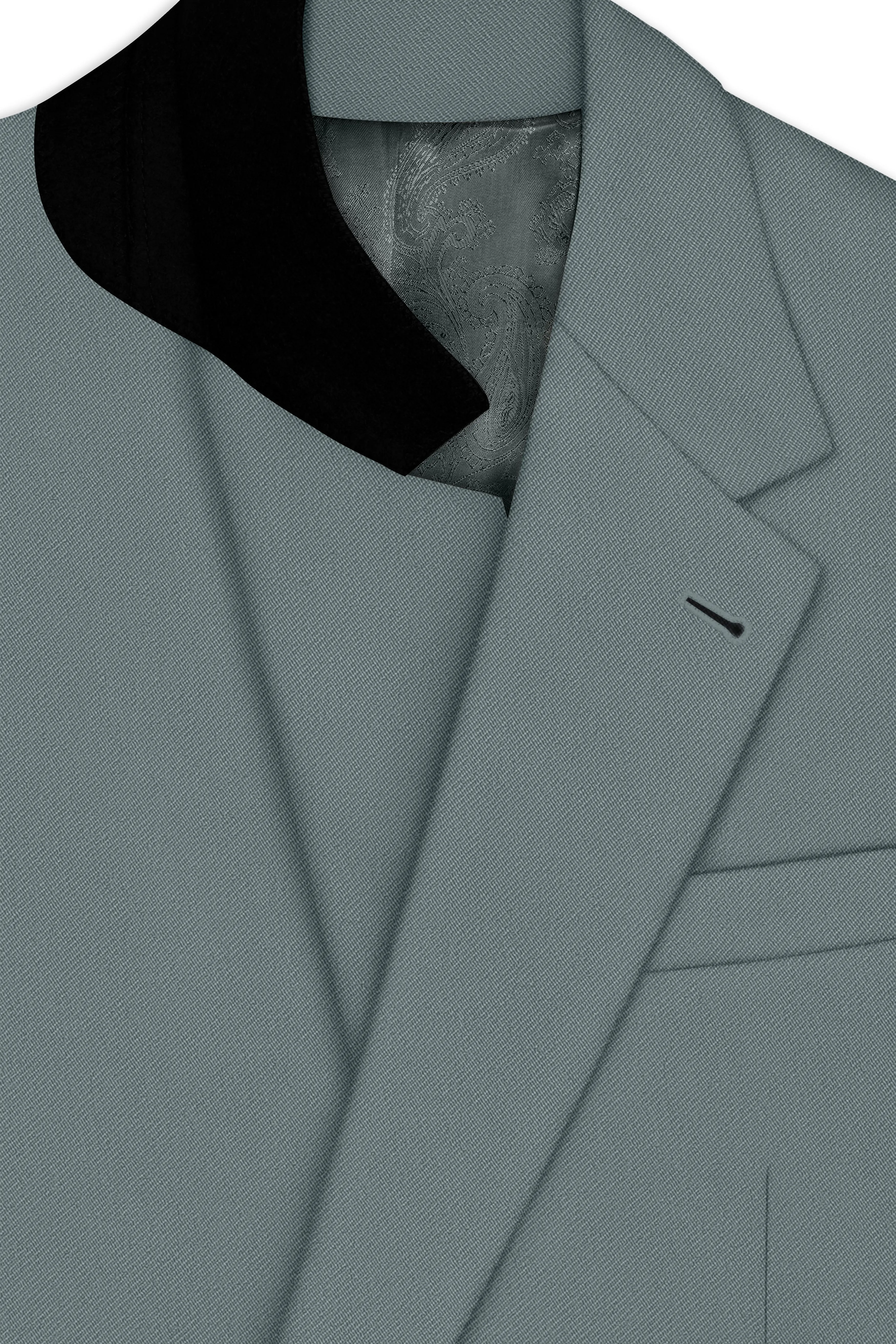 Verdant-Raven Green Wool Rich Slight Stretch Single Breasted Suit sold by French Crown product image thumbnail 5