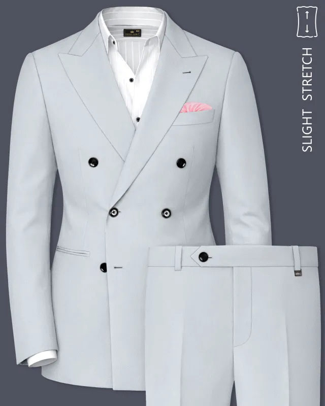 Slate-Mystic Gray Wool Rich Slight Stretch Double Breasted Suit made by French Crown