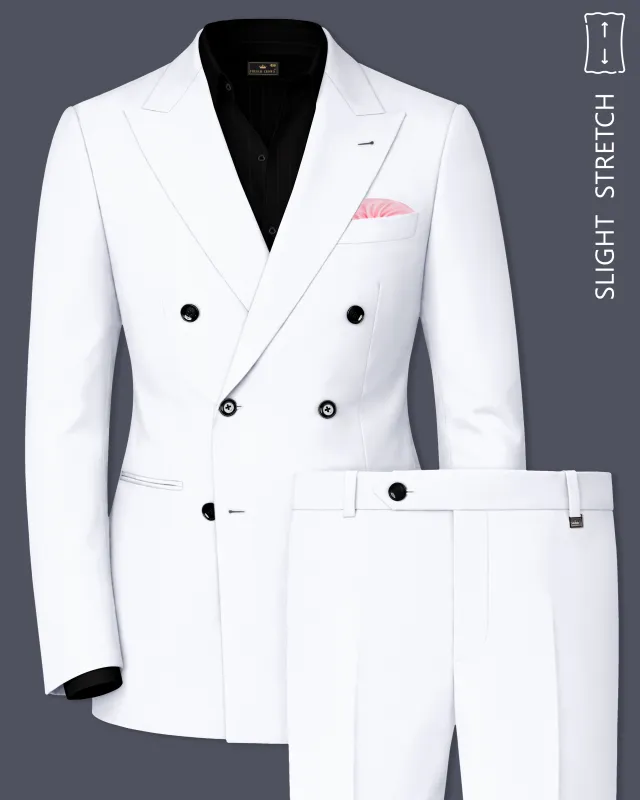 Ivory-Bright White Wool Rich Slight Stretch Double Breasted Suit made by French Crown