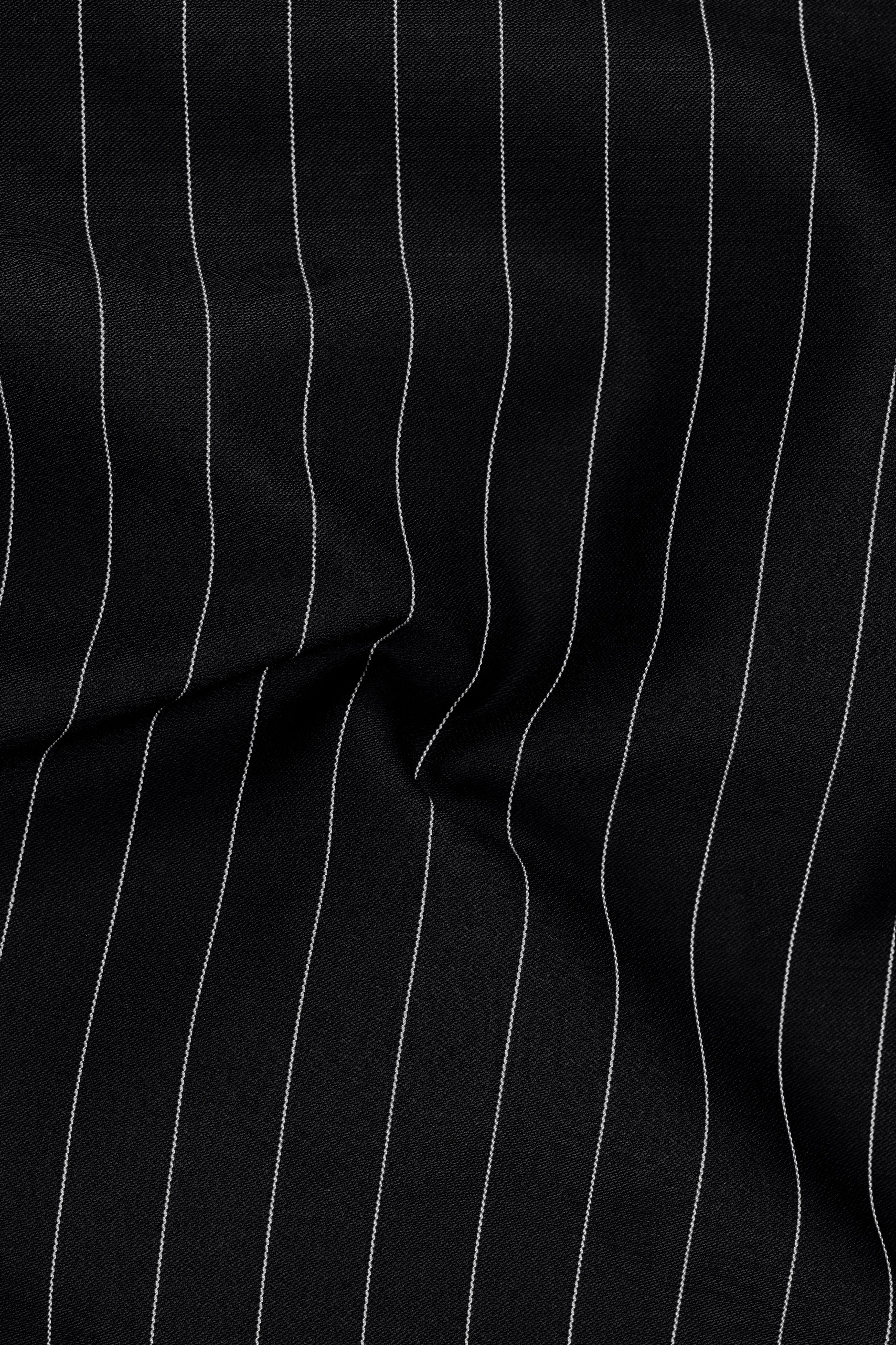 Veritas-Jade Black And Bright White Pin Striped Wool Rich Slight Stretch Double Breasted Suit sold by French Crown product image thumbnail 3