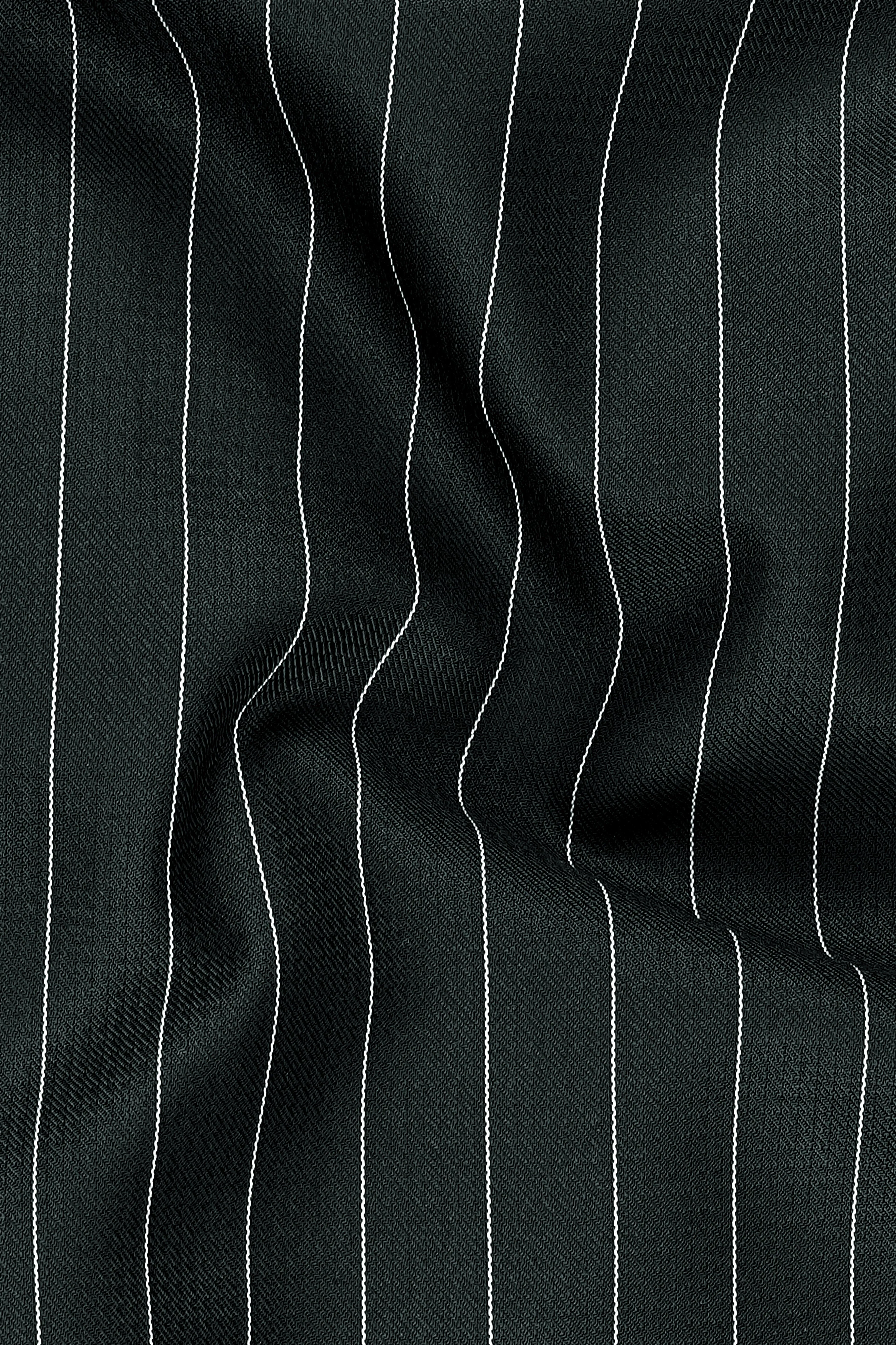 Viceroy-Hunter Green And Bright White Chalk Striped Wool Rich Slight Stretch Single Breasted Blazer sold by French Crown product image thumbnail 3