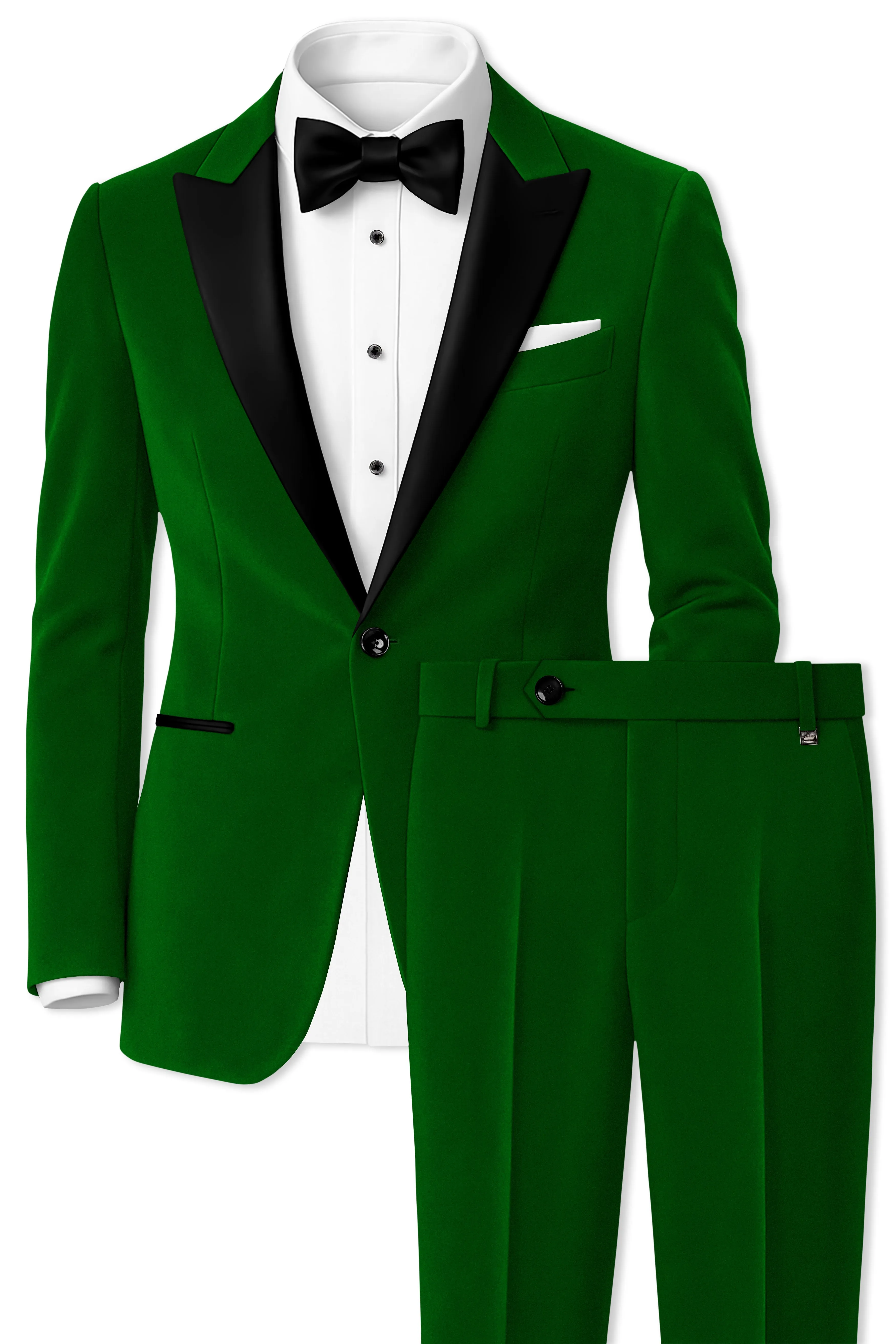 Viridian-Hunter Green Velvet Peak Lapel Tuxedo Suit sold by French Crown product image thumbnail 2