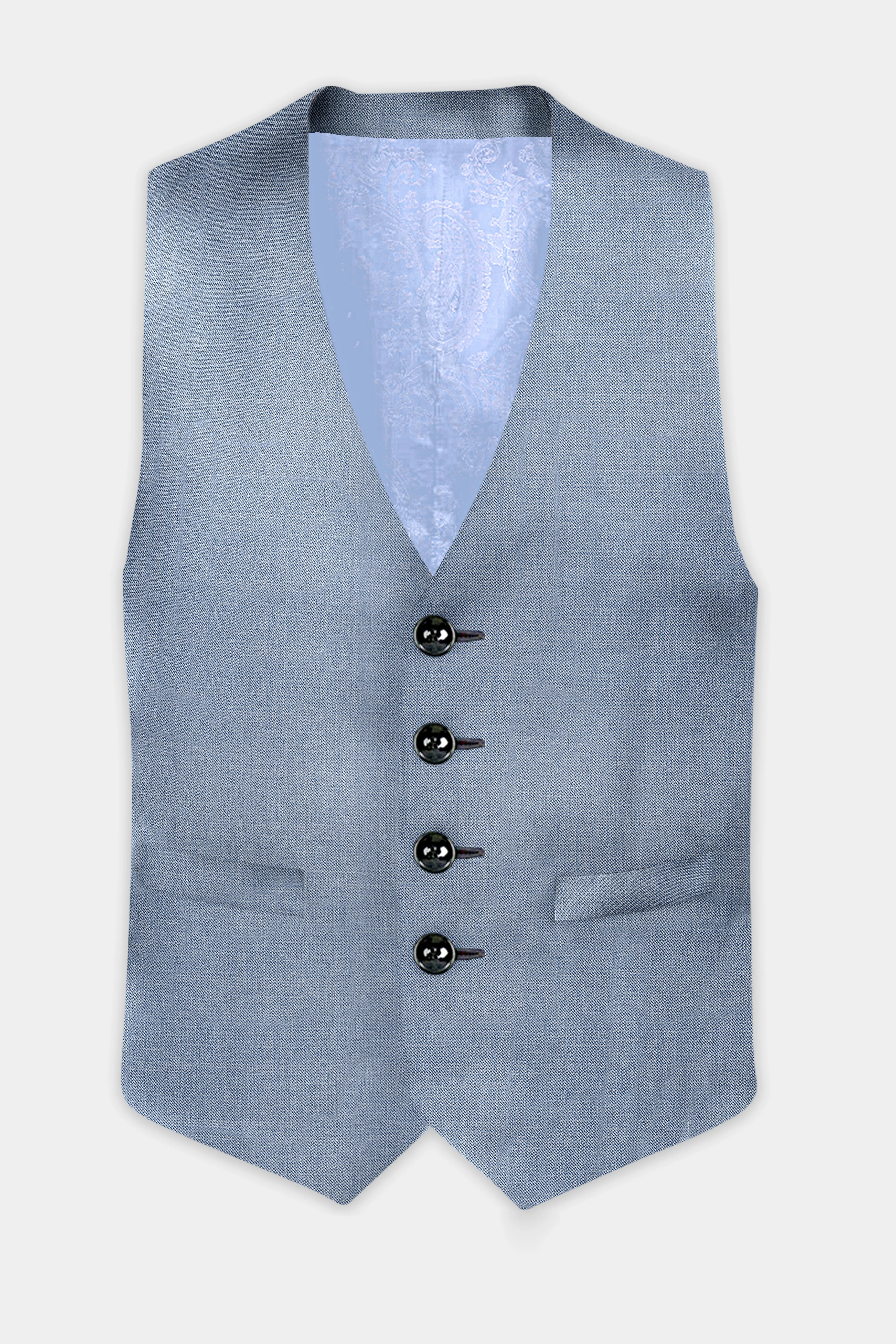 Bluish Wool Rich Waistcoat sold by French Crown product image thumbnail 2