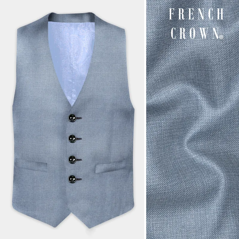 Bluish Wool Rich Waistcoat made by French Crown
