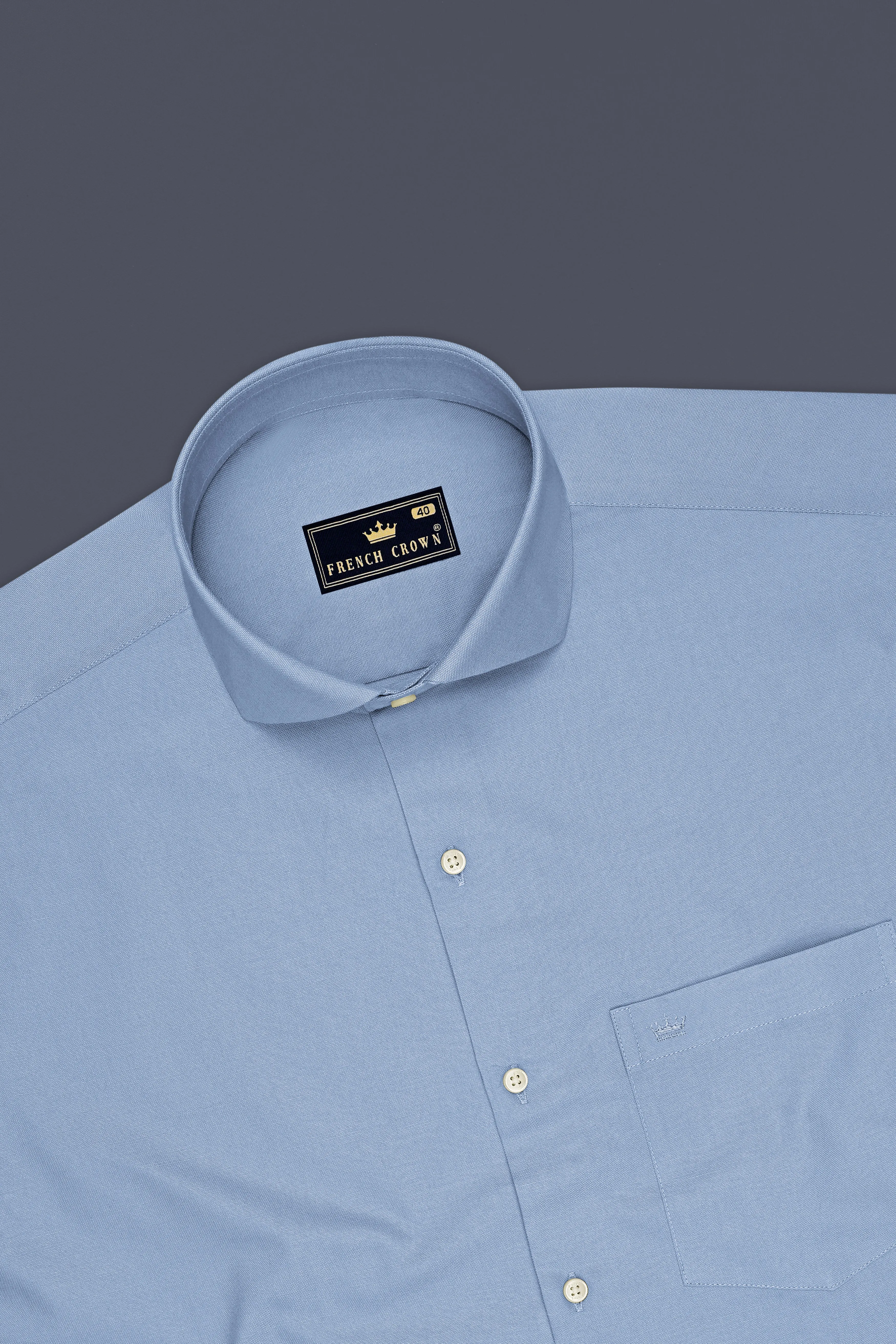 Aeris-Sky Blue Oxford Premium Cotton Dress Cut Away Shirt sold by French Crown product image thumbnail 5