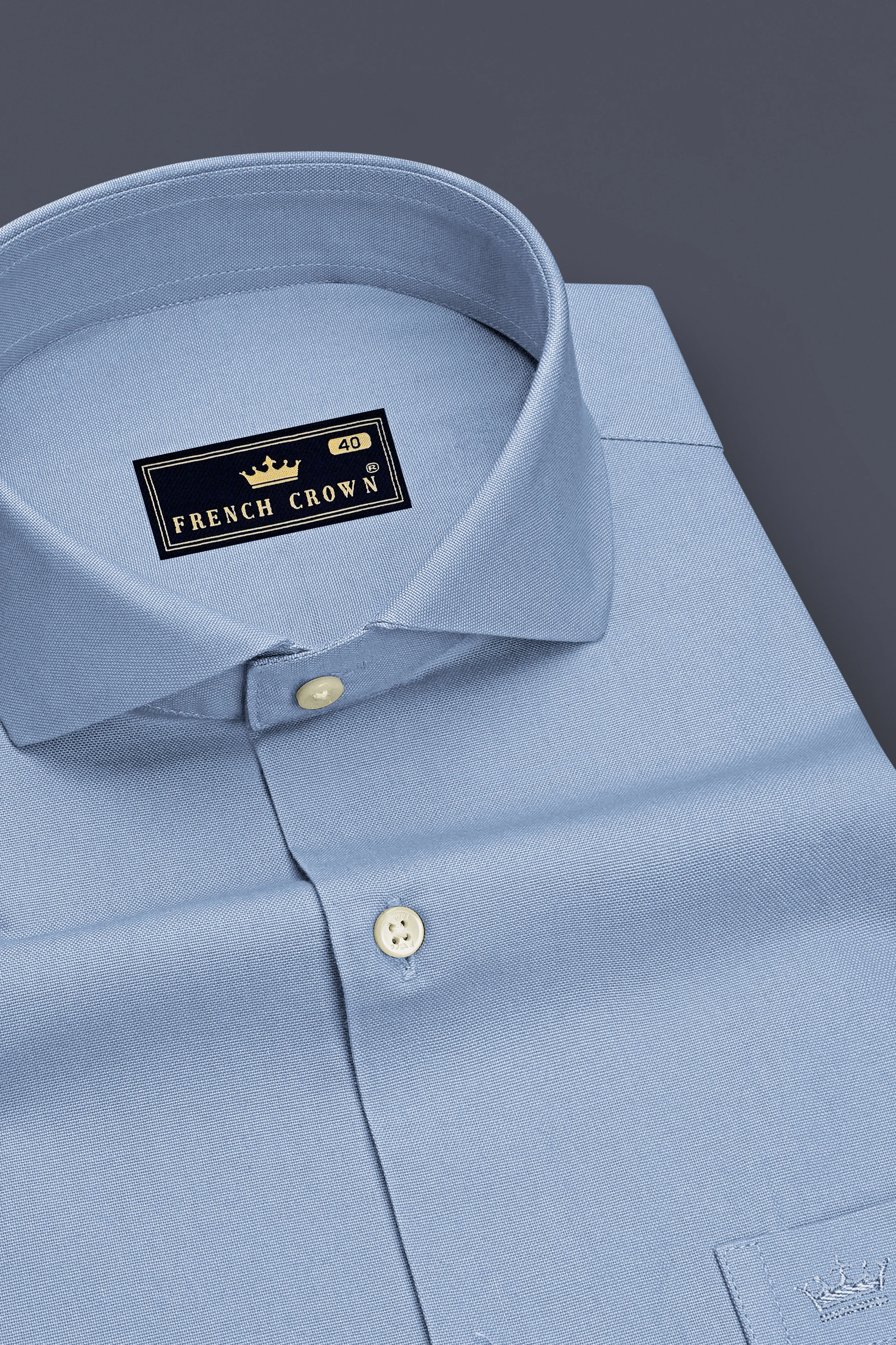 Aeris-Sky Blue Oxford Premium Cotton Dress Cut Away Shirt sold by French Crown product image thumbnail 2
