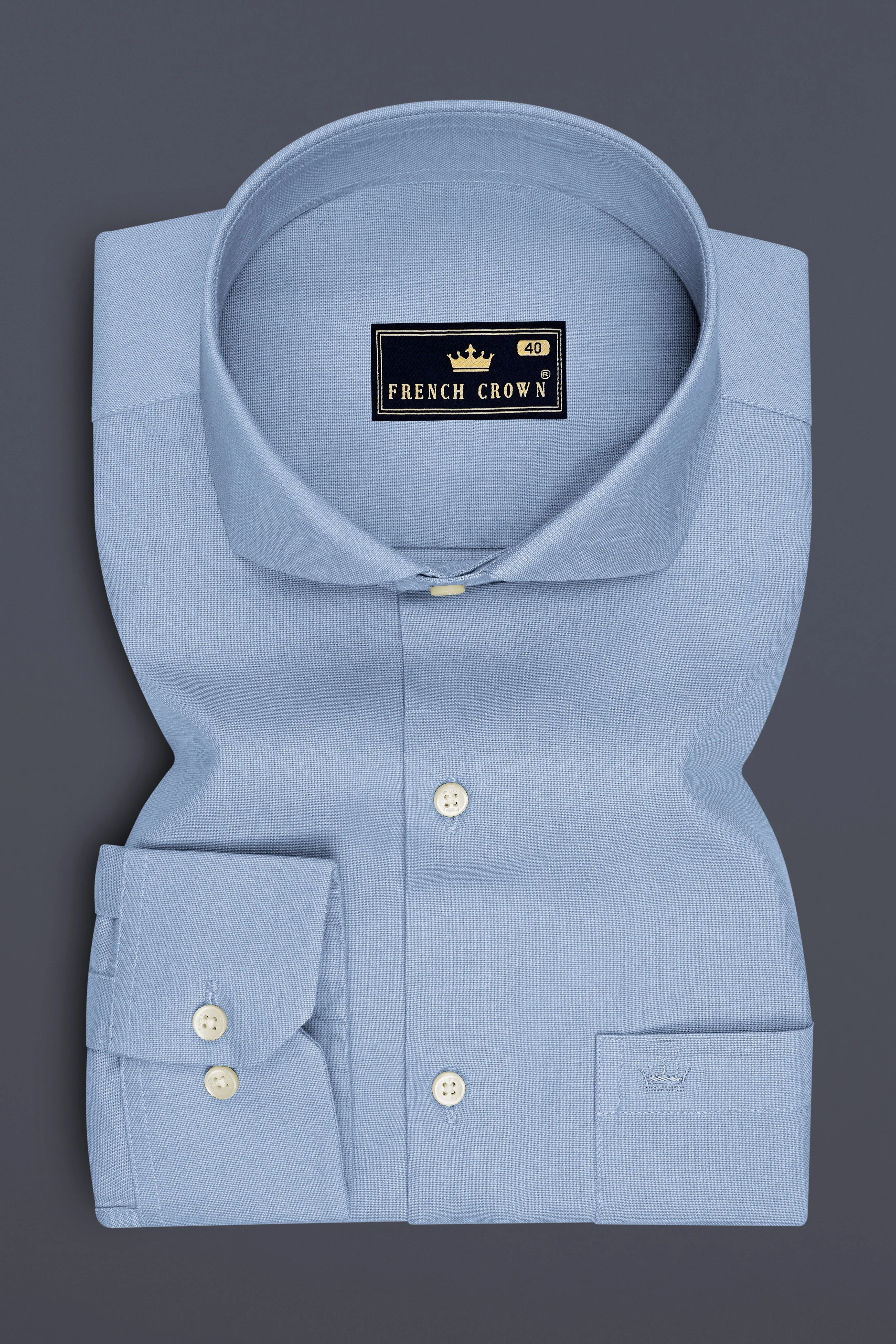 Aeris-Sky Blue Oxford Premium Cotton Dress Cut Away Shirt sold by French Crown product image thumbnail 4