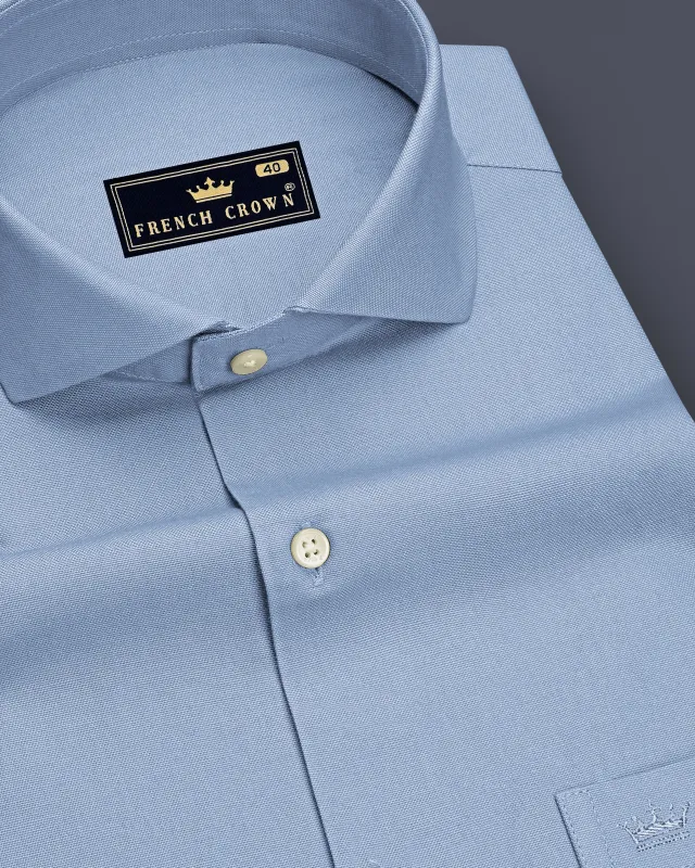 Aeris-Sky Blue Oxford Premium Cotton Dress Cut Away Shirt made by French Crown