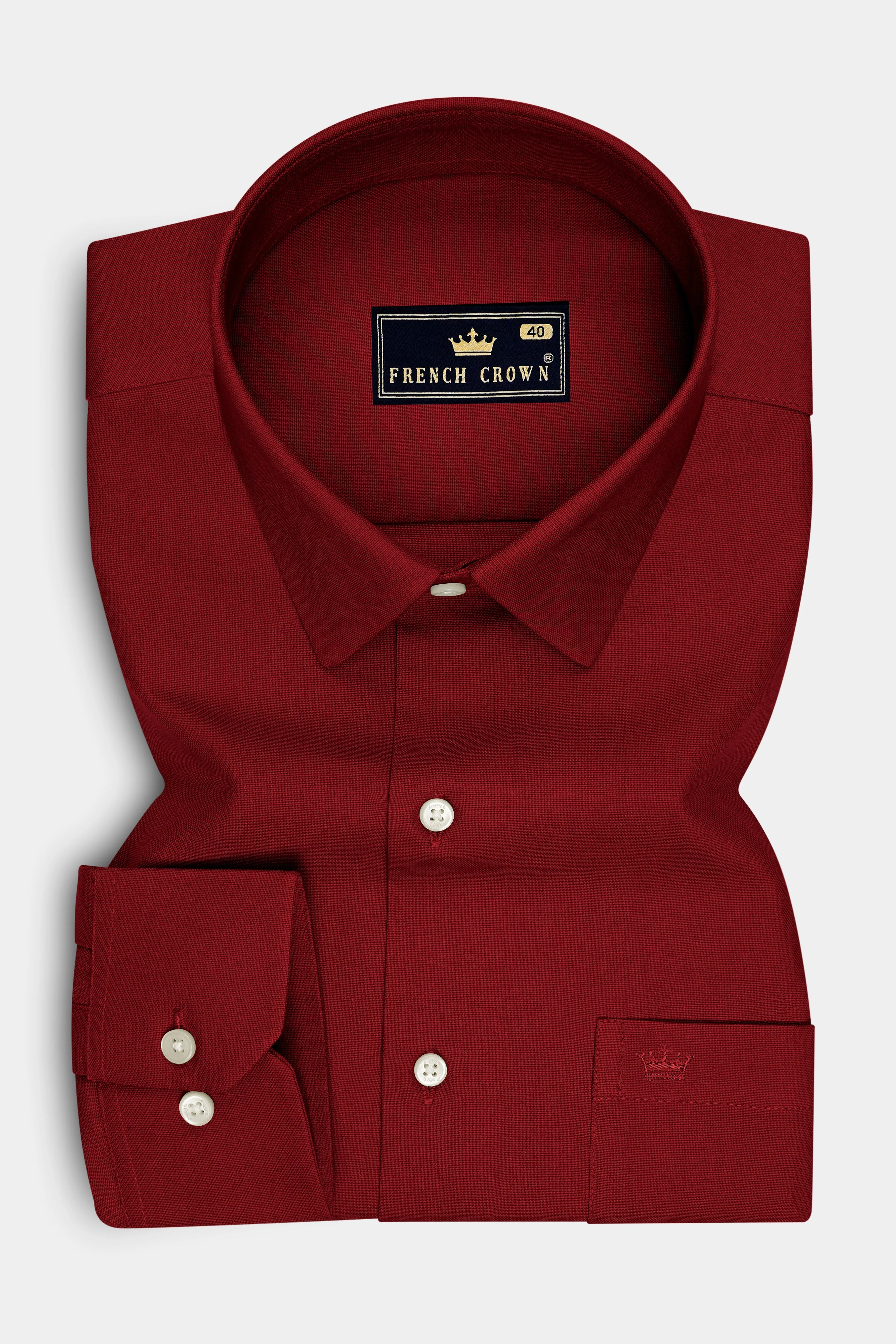 Rouge-Persian Plum Red Oxford Premium Cotton Dress Shirt sold by French Crown product image thumbnail 4