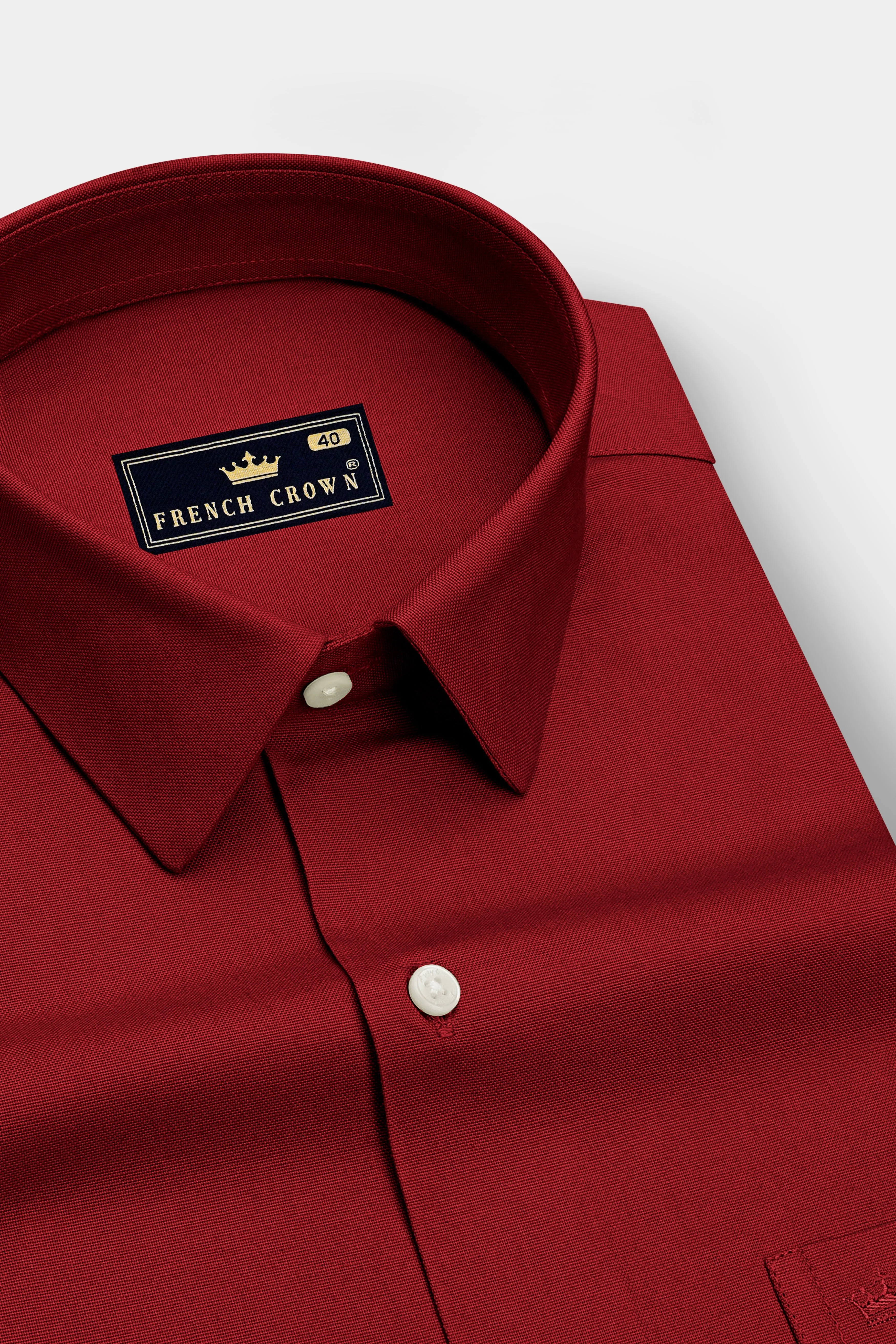 Rouge-Persian Plum Red Oxford Premium Cotton Dress Shirt sold by French Crown product image thumbnail 2