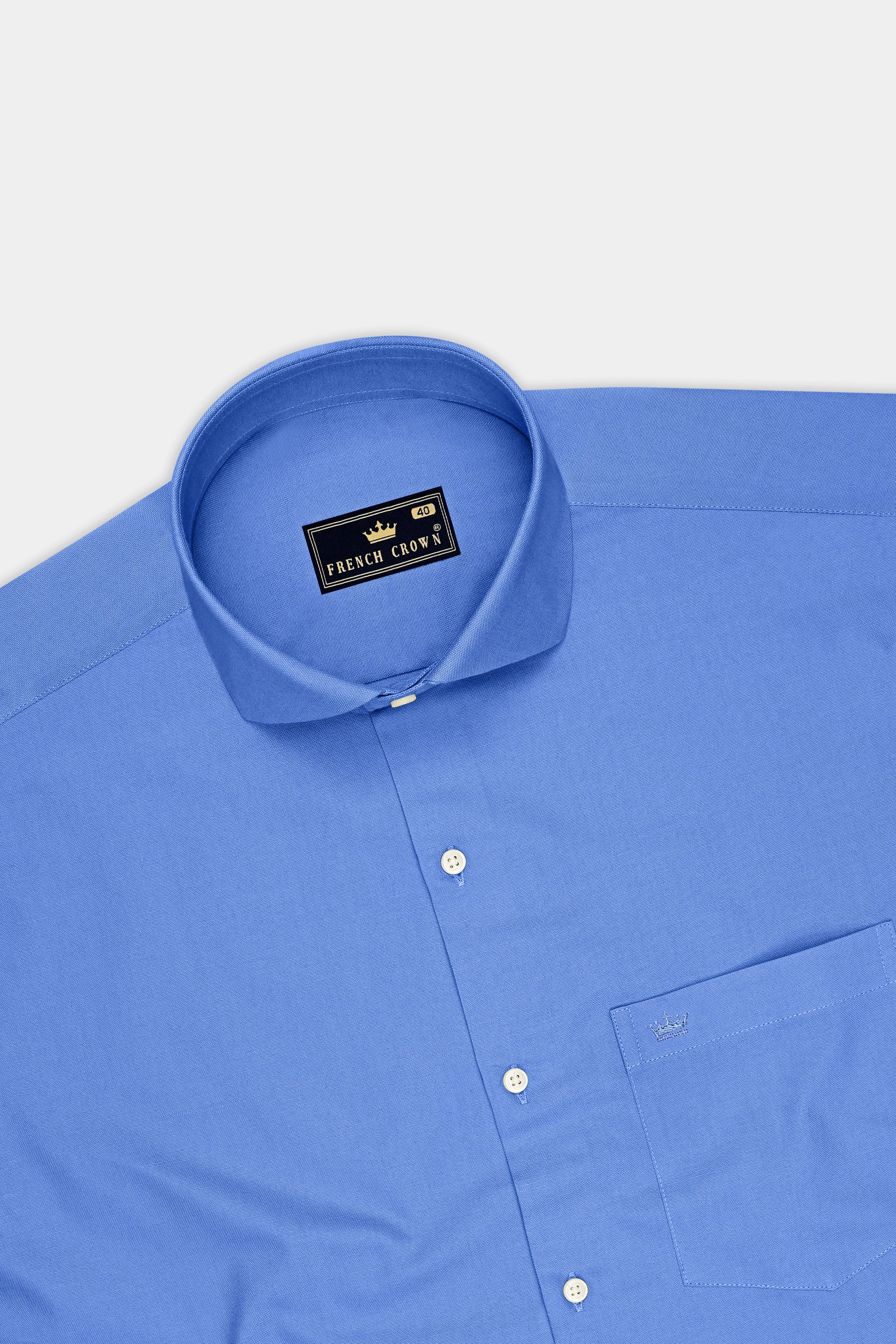 Ciel-Cornflower Blue Oxford Premium Cotton Dress Cut Away Shirt sold by French Crown product image thumbnail 5