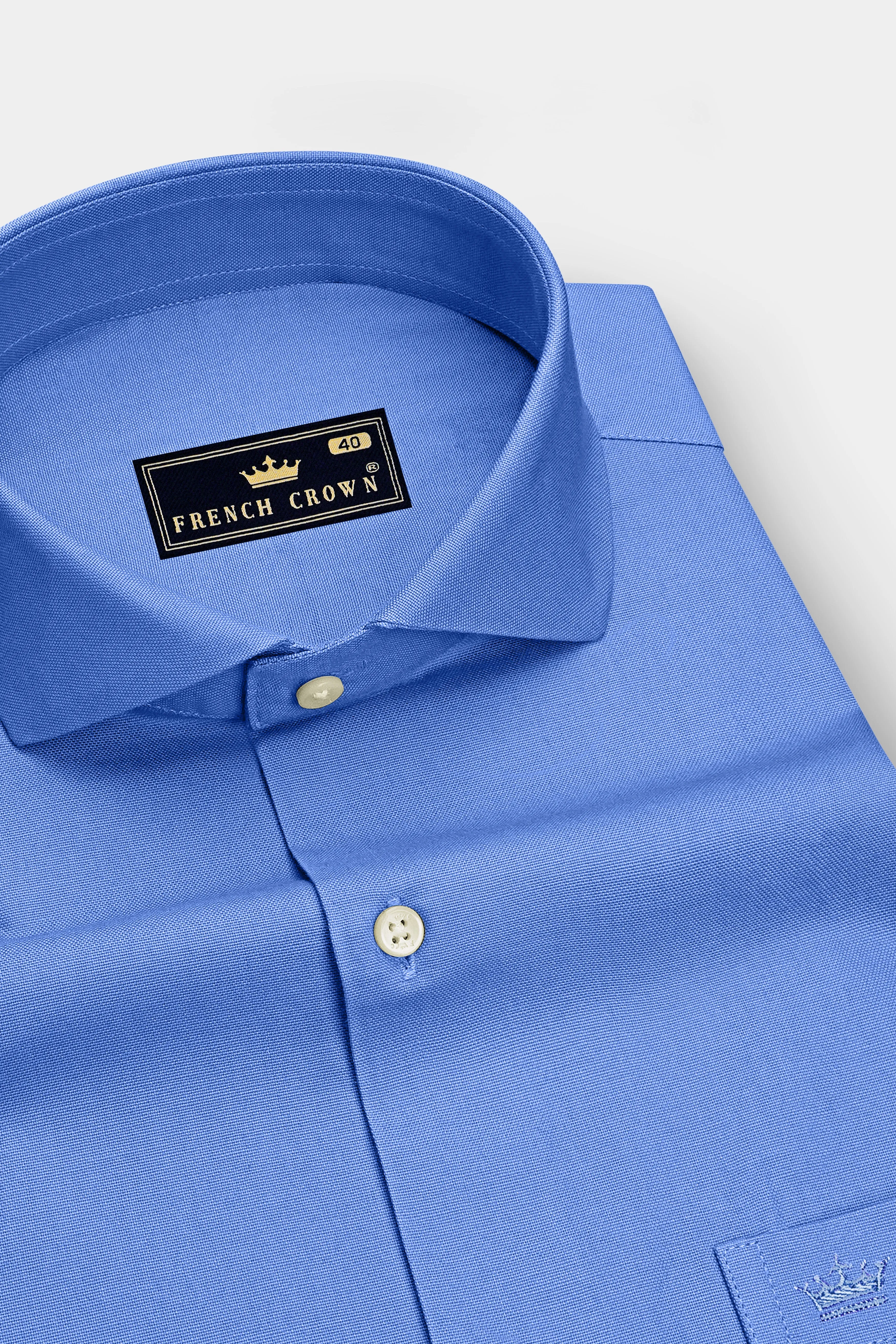 Ciel-Cornflower Blue Oxford Premium Cotton Dress Cut Away Shirt sold by French Crown product image thumbnail 2
