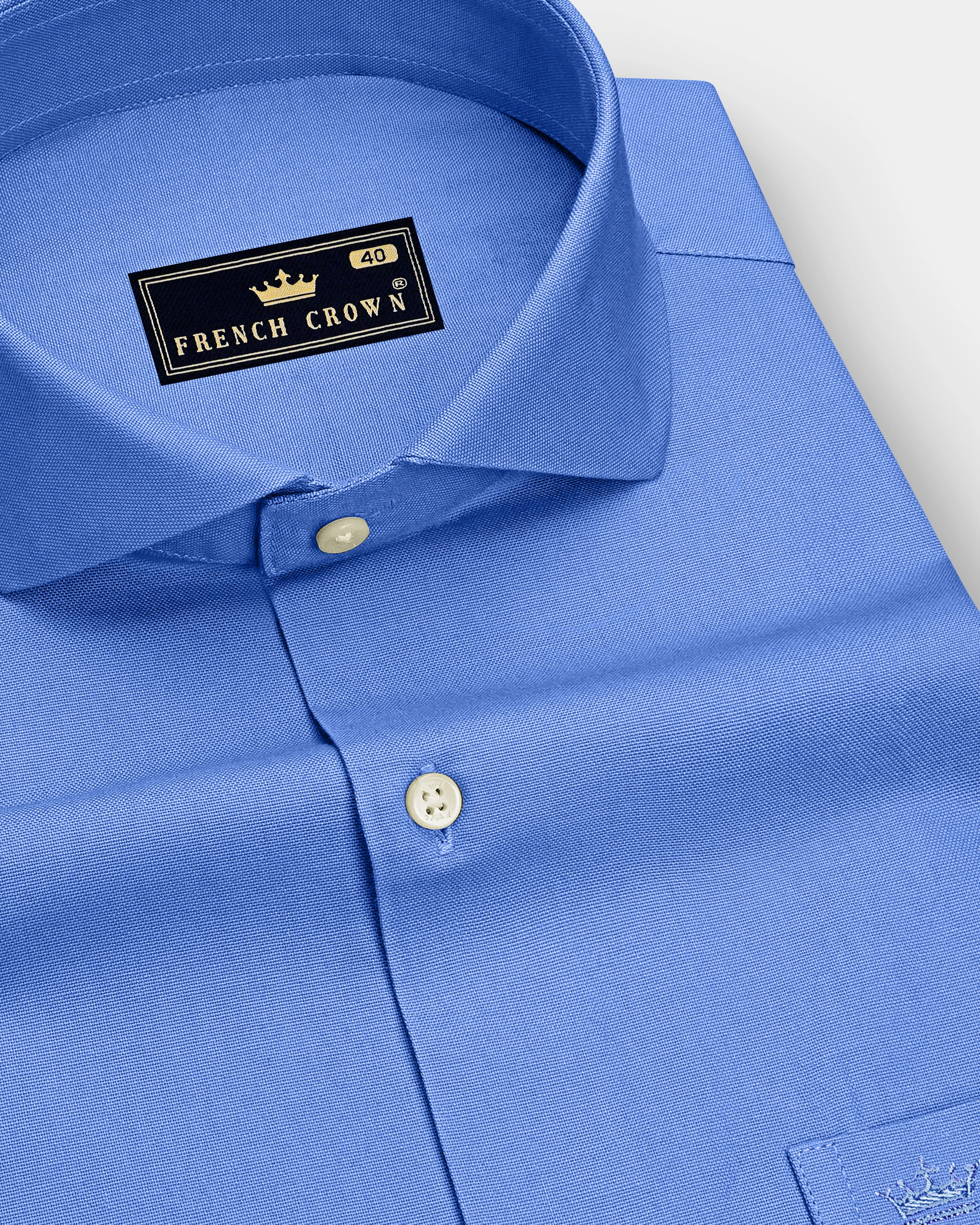 Ciel-Cornflower Blue Oxford Premium Cotton Dress Cut Away Shirt sold by French Crown