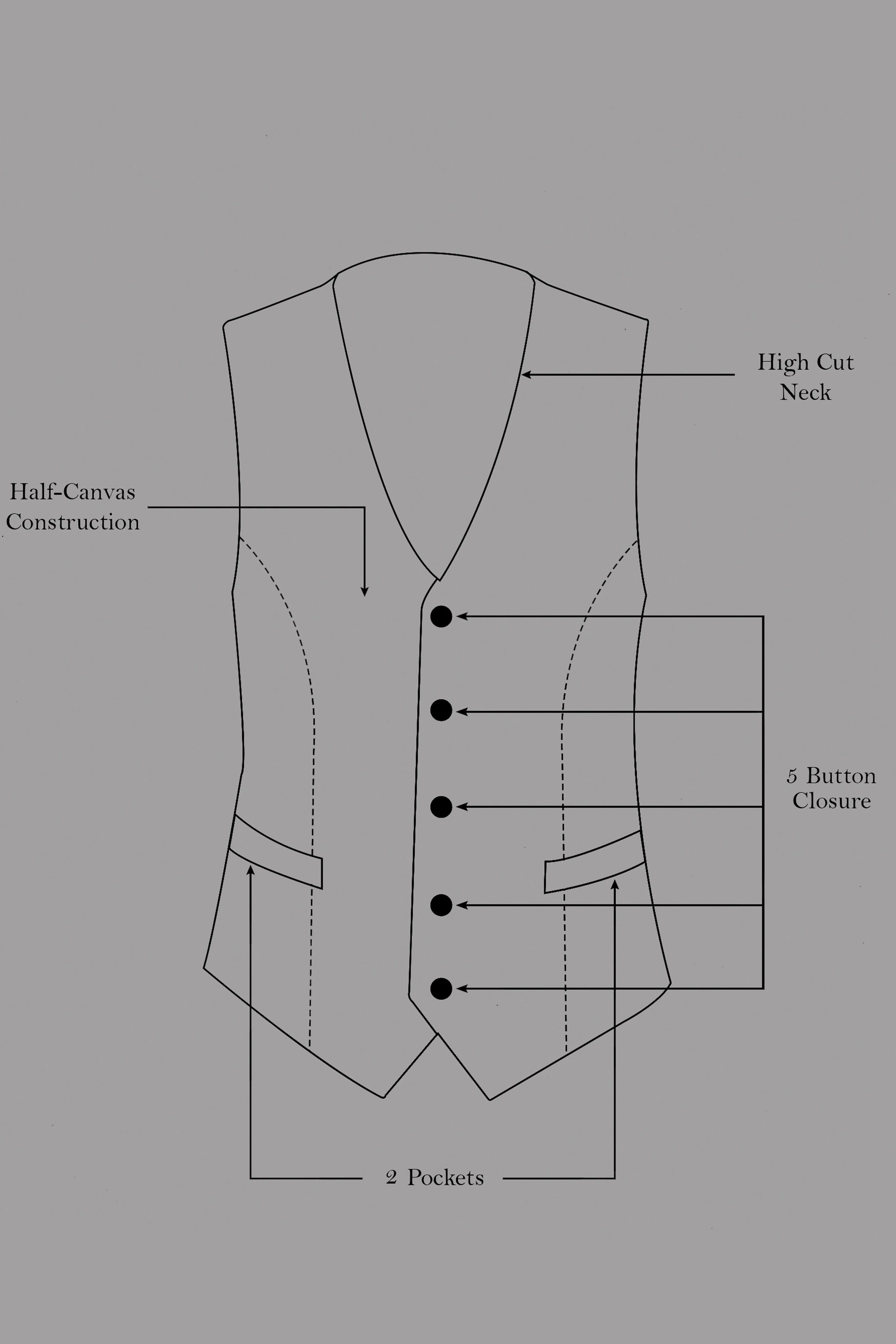 Asphalt Blue Plaid Wool Rich Waistcoat sold by French Crown product image thumbnail 5
