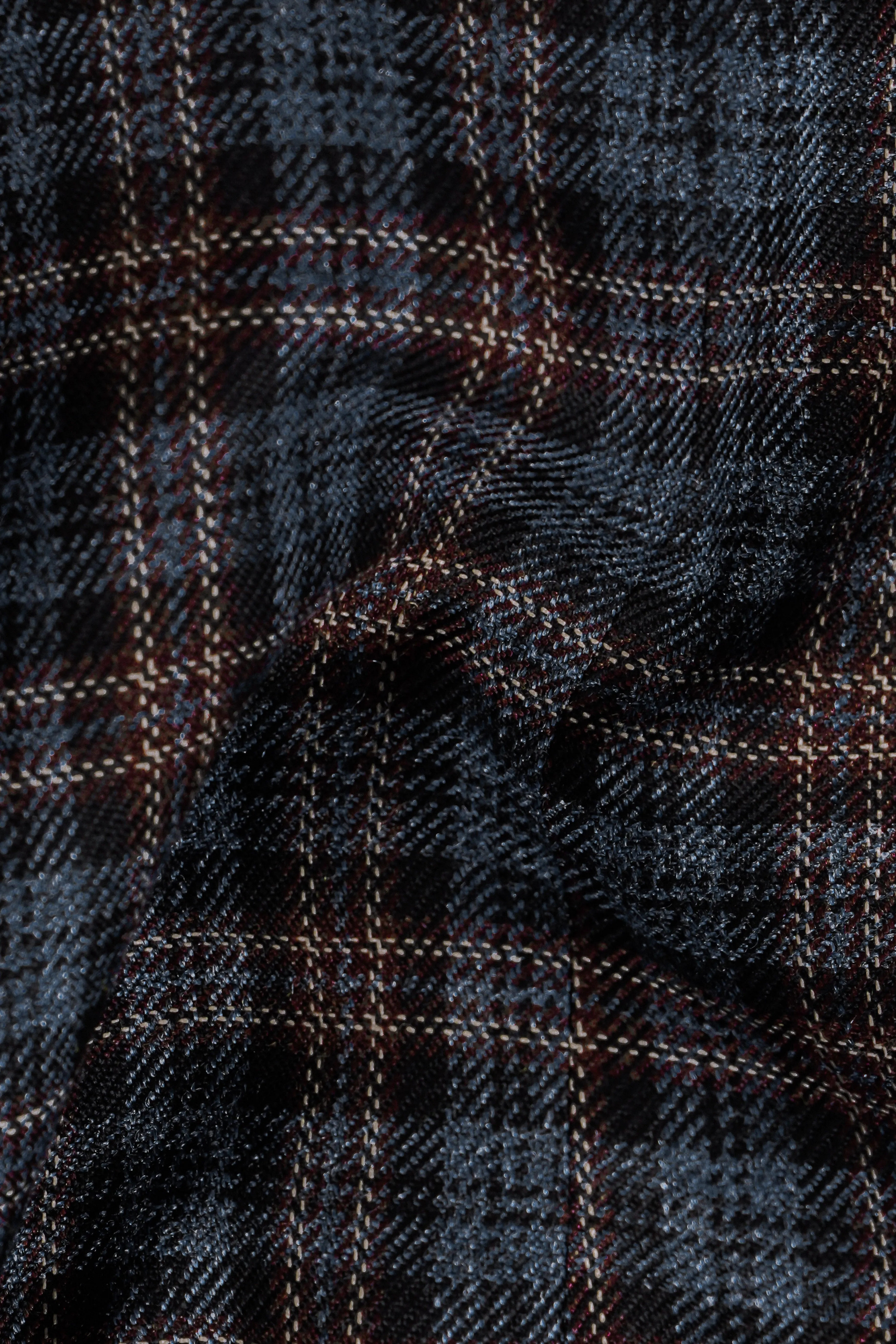 Asphalt Blue Plaid Wool Rich Waistcoat sold by French Crown product image thumbnail 3