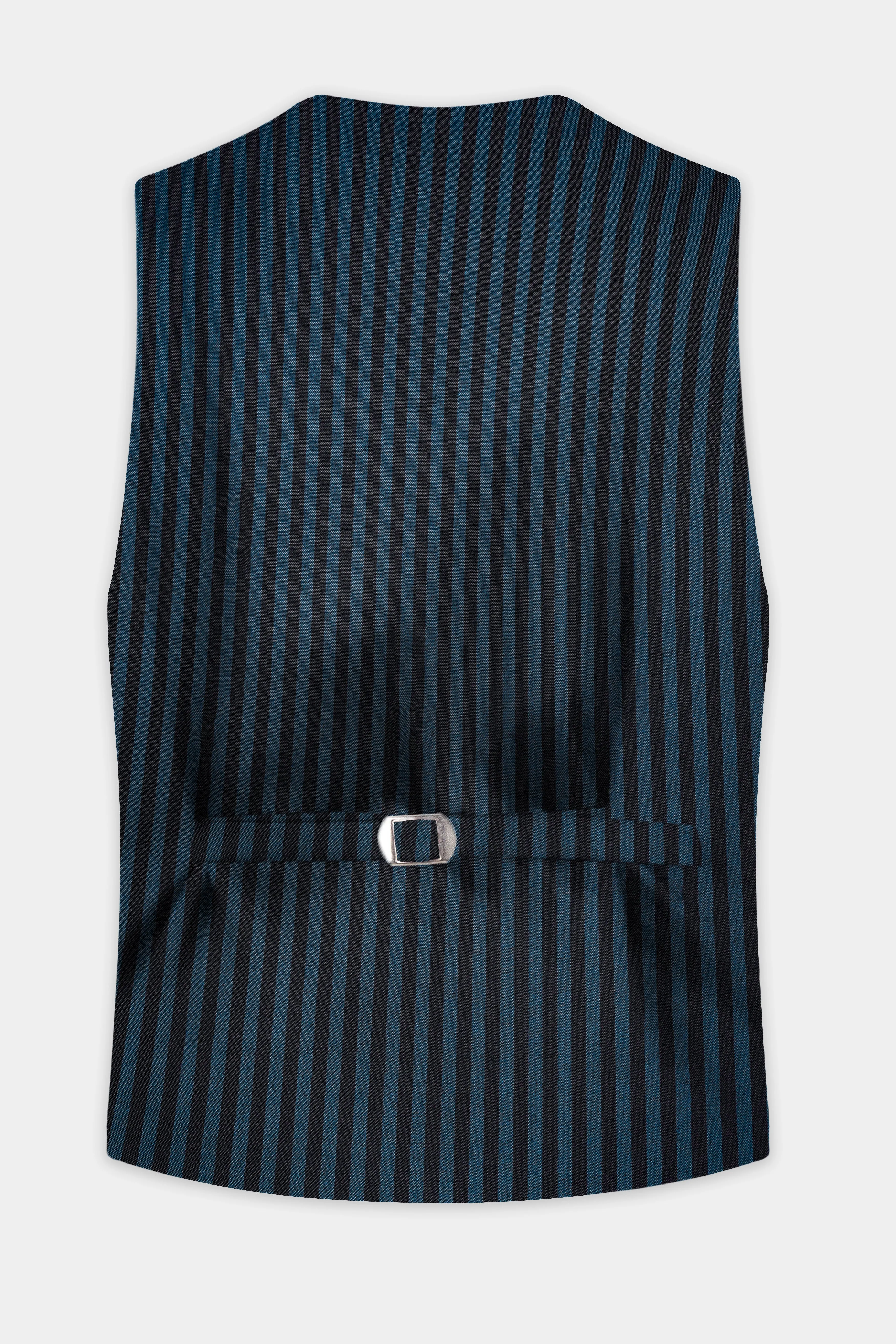 Tiber Blue And Jade Black Striped Wool Blend Waistcoat sold by French Crown product image thumbnail 4