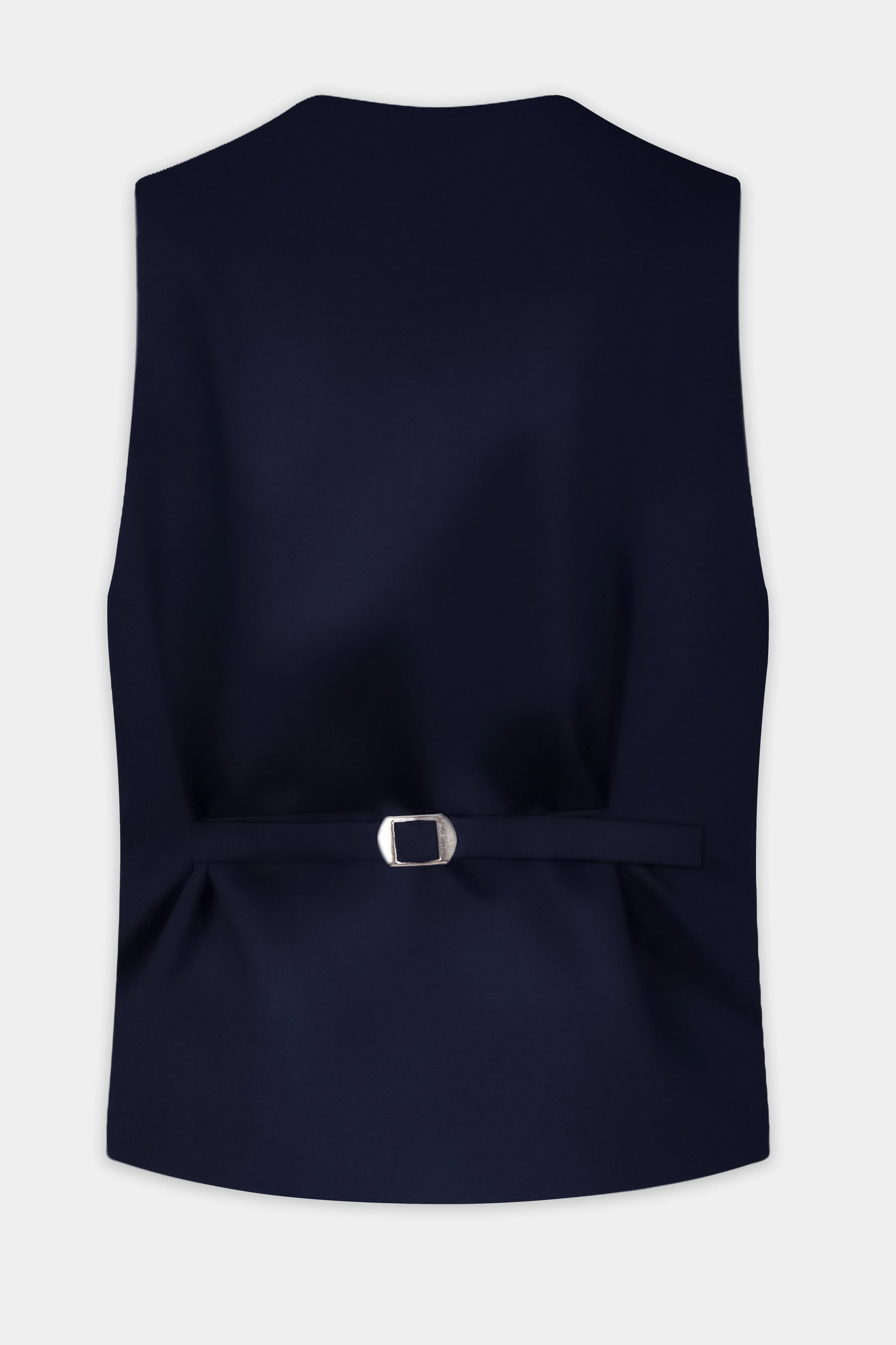 Ribbon Blue Solid Wool Rich Waistcoat sold by French Crown product image thumbnail 4