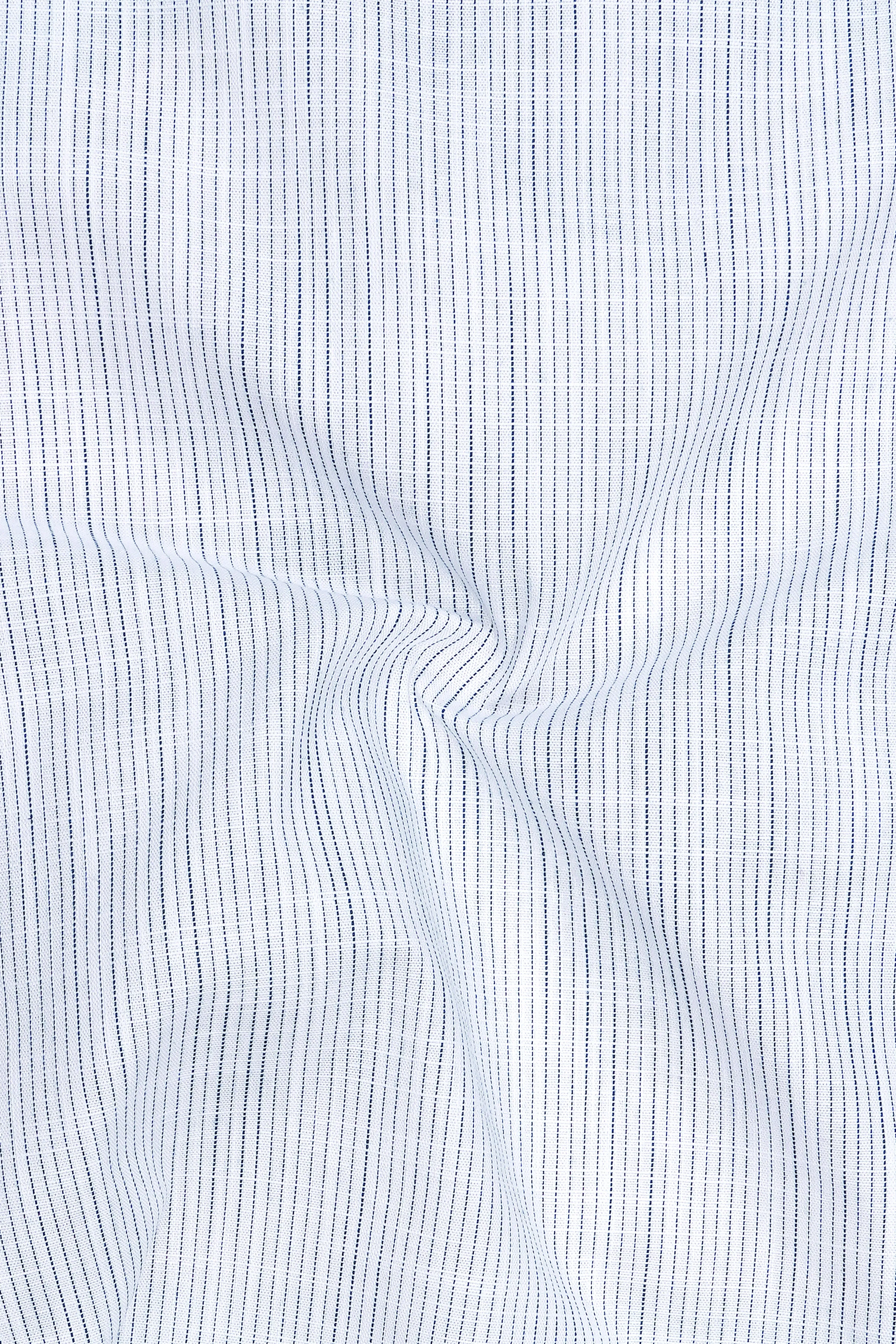 Caligo-Bright White Striped Luxurious Linen Dress Shirt sold by French Crown product image thumbnail 3