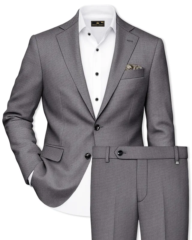 Cinerro-Dova Gray Textured Wool Rich Single Breasted Suit made by French Crown