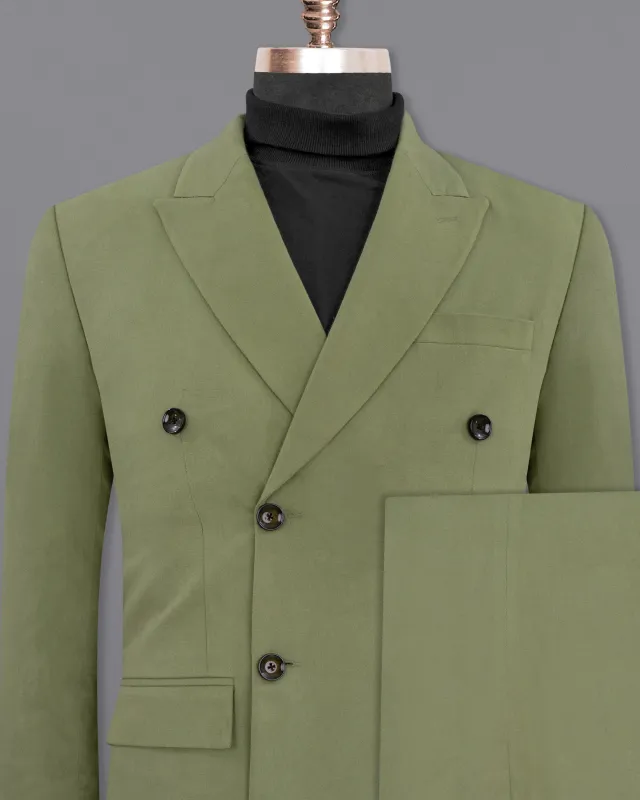Kelp Green Heavyweight Double-Breasted Premium Cotton Suit made by French Crown
