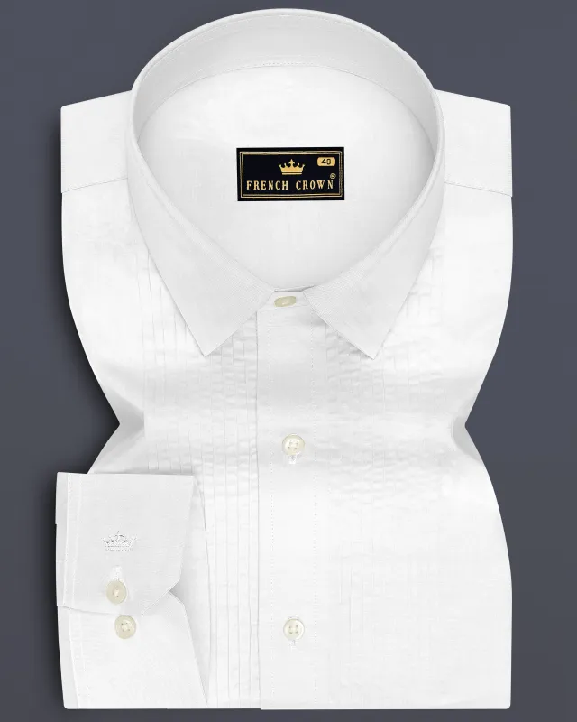 Lumine-Bright White Premium Giza Cotton Tuxedo Dress Shirt made by French Crown