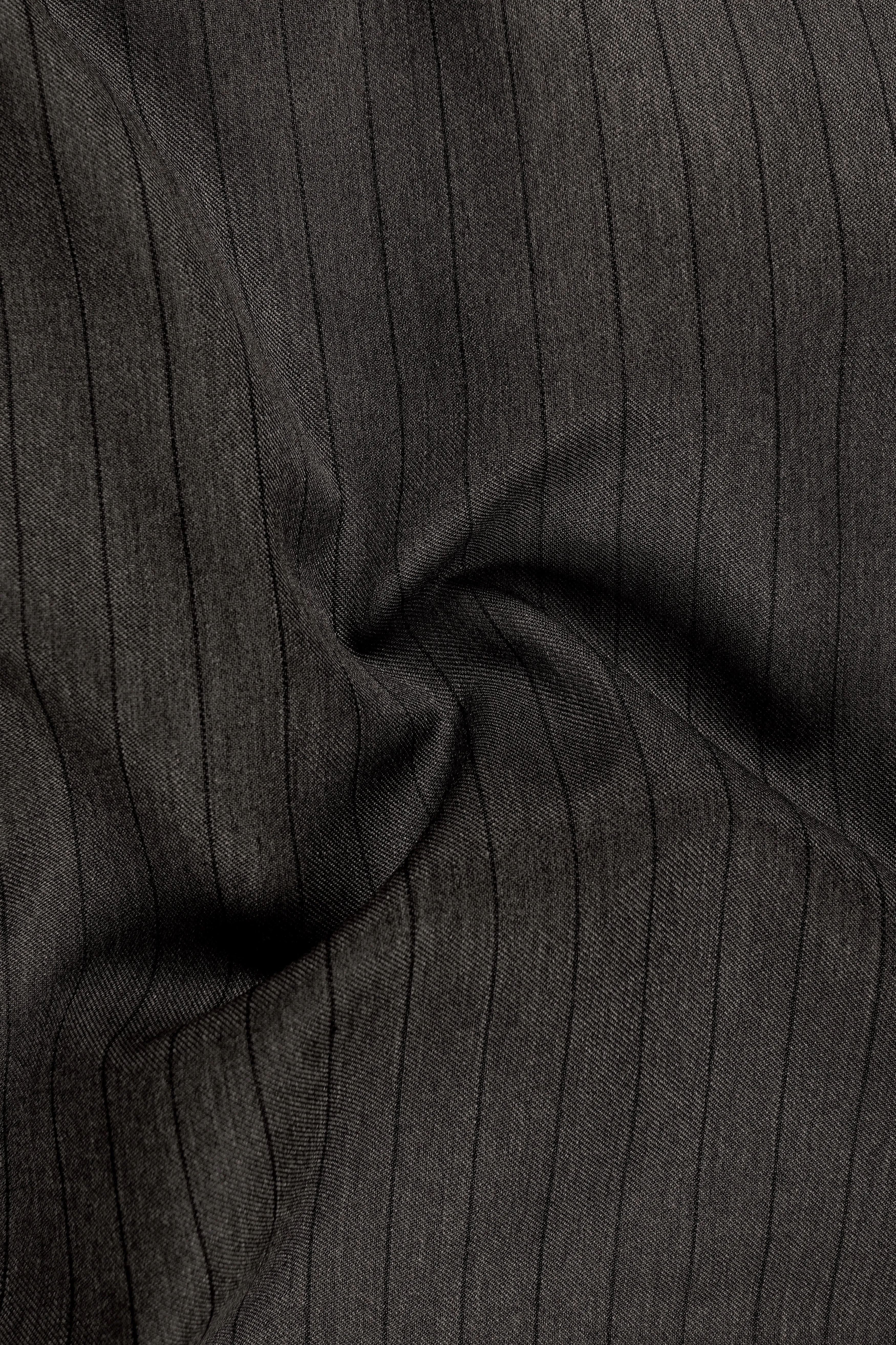Heritage-Iridium Brown And Bright White Chalk Striped Wool Rich Slight Stretch Waistcoat sold by French Crown product image thumbnail 3