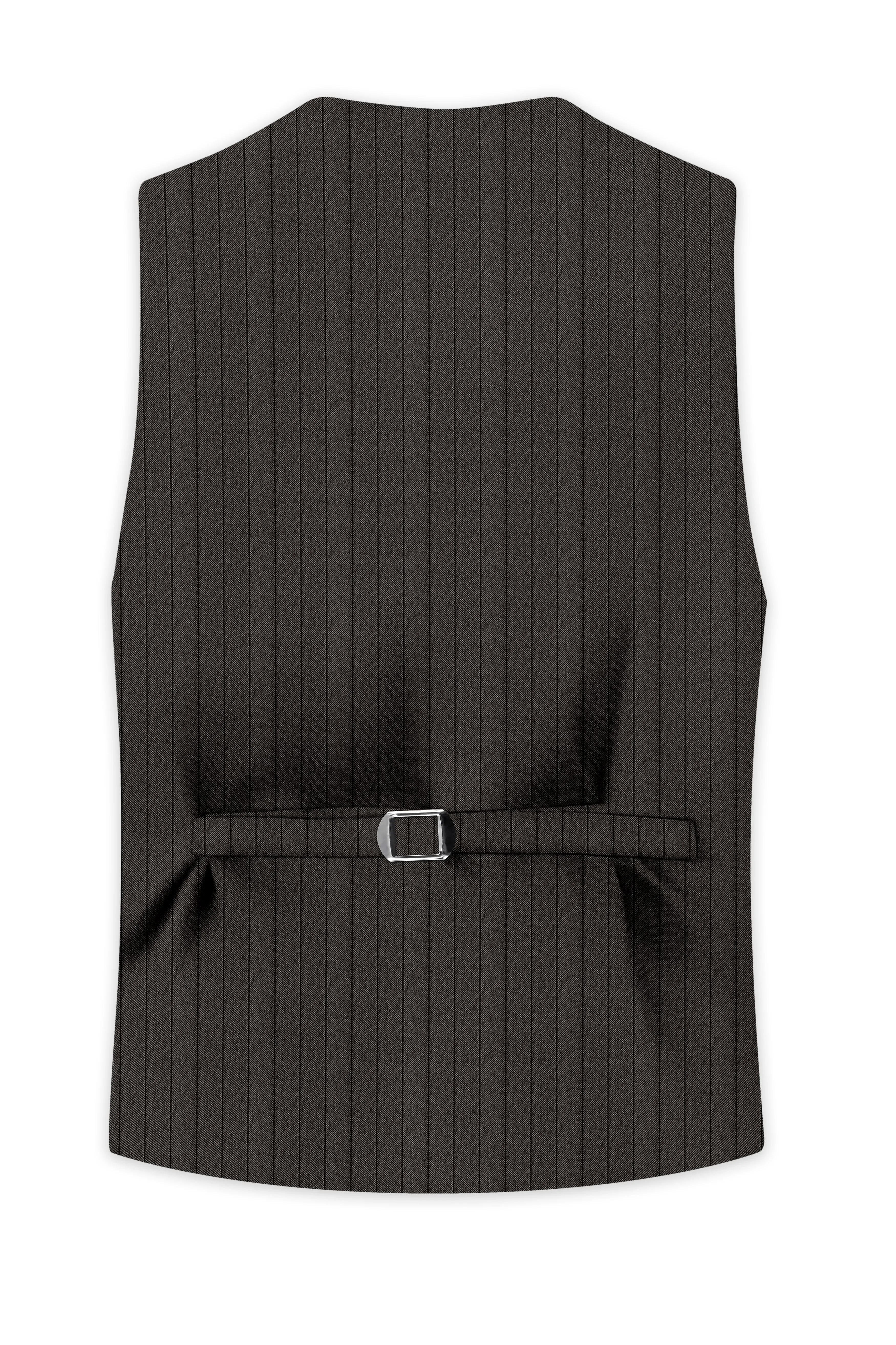 Heritage-Iridium Brown And Bright White Chalk Striped Wool Rich Slight Stretch Waistcoat sold by French Crown product image thumbnail 4