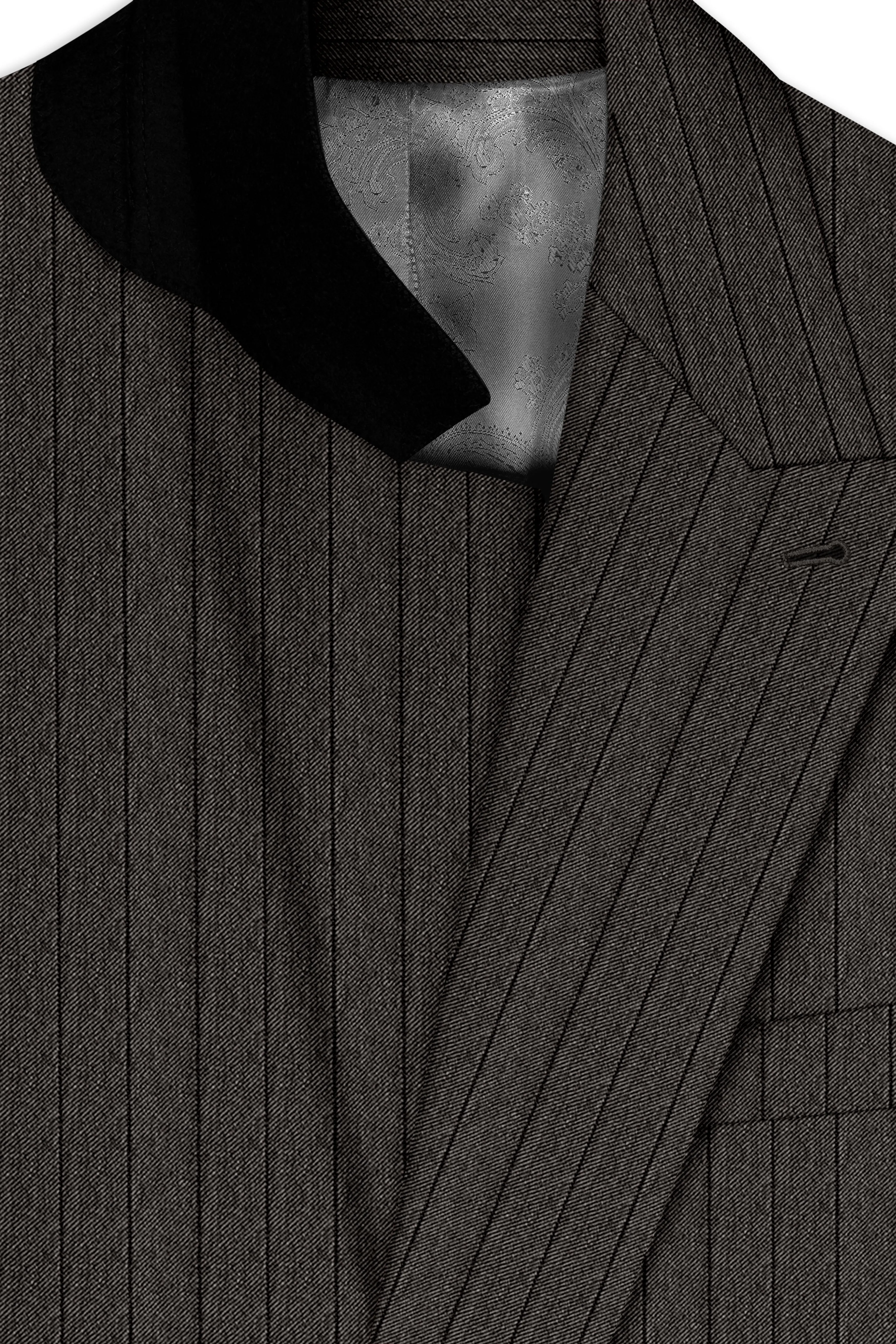 Heritage-Iridium Brown And Bright White Chalk Striped Wool Rich Slight Stretch Double Breasted Suit sold by French Crown product image thumbnail 5