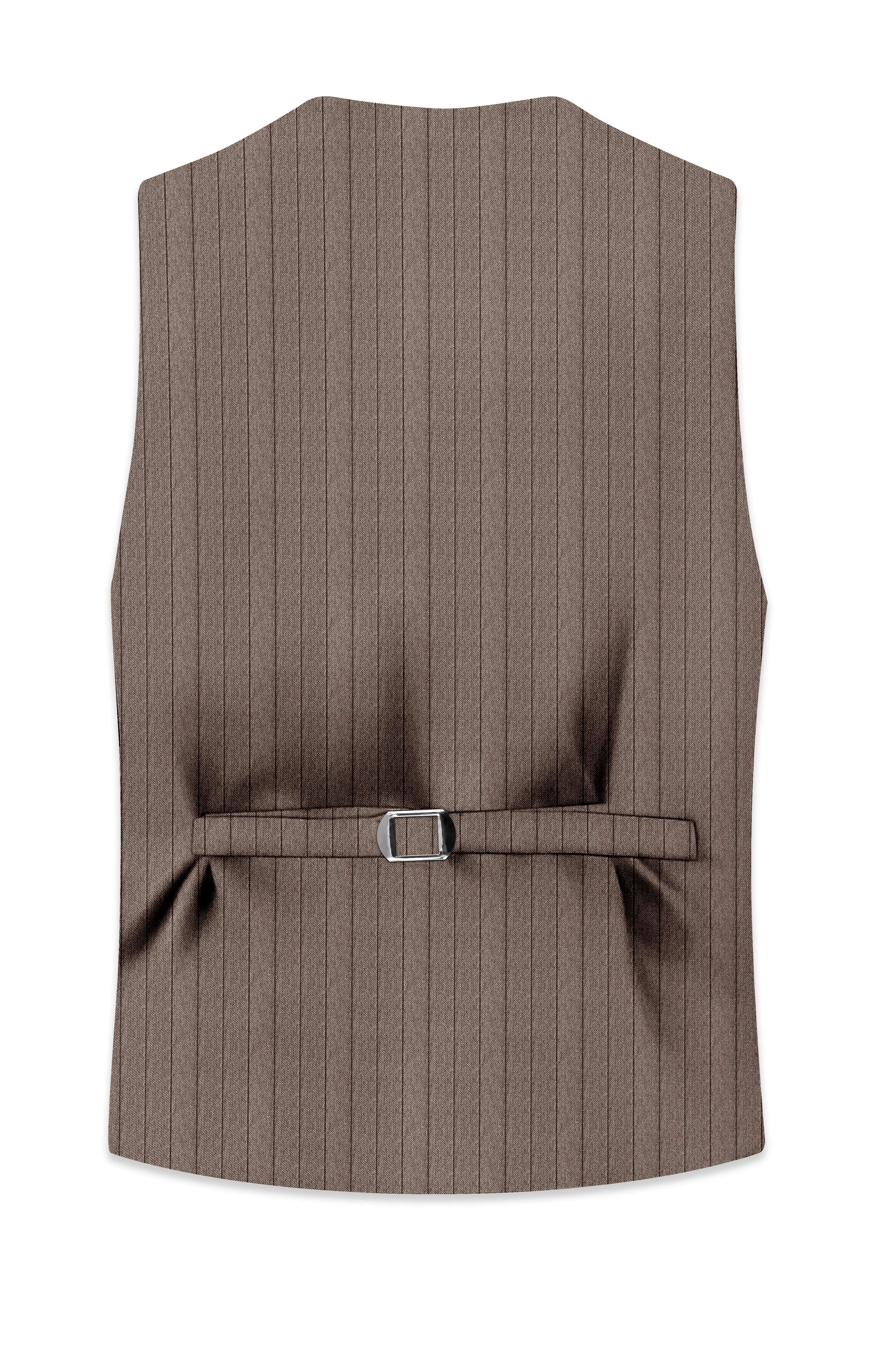 Obsidian-Fuscous Brown And Jade Black Chalk Striped Wool Rich Slight Stretch Waistcoat sold by French Crown product image thumbnail 4