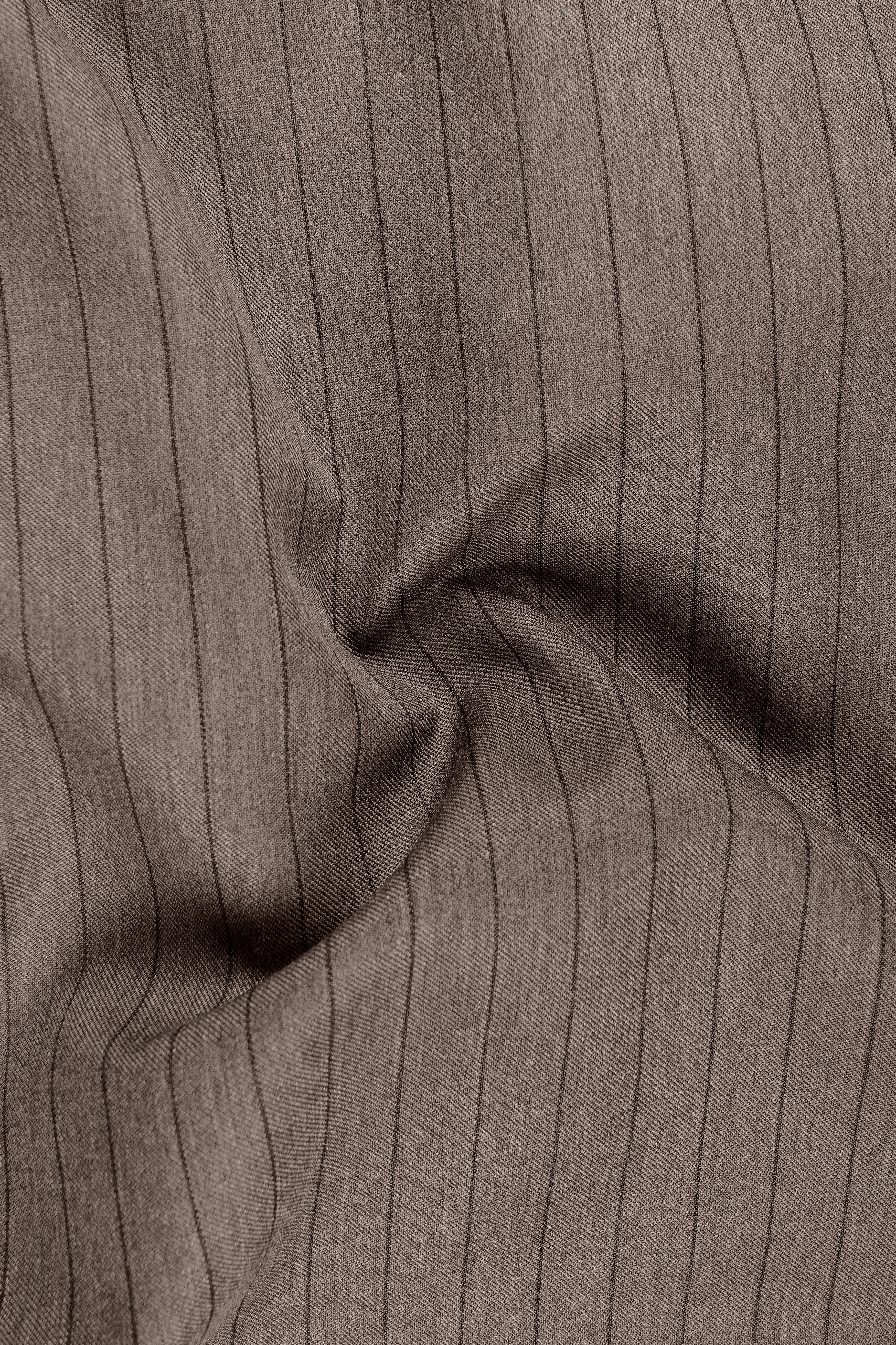Obsidian-Fuscous Brown And Jade Black Chalk Striped Wool Rich Slight Stretch Waistcoat sold by French Crown product image thumbnail 3
