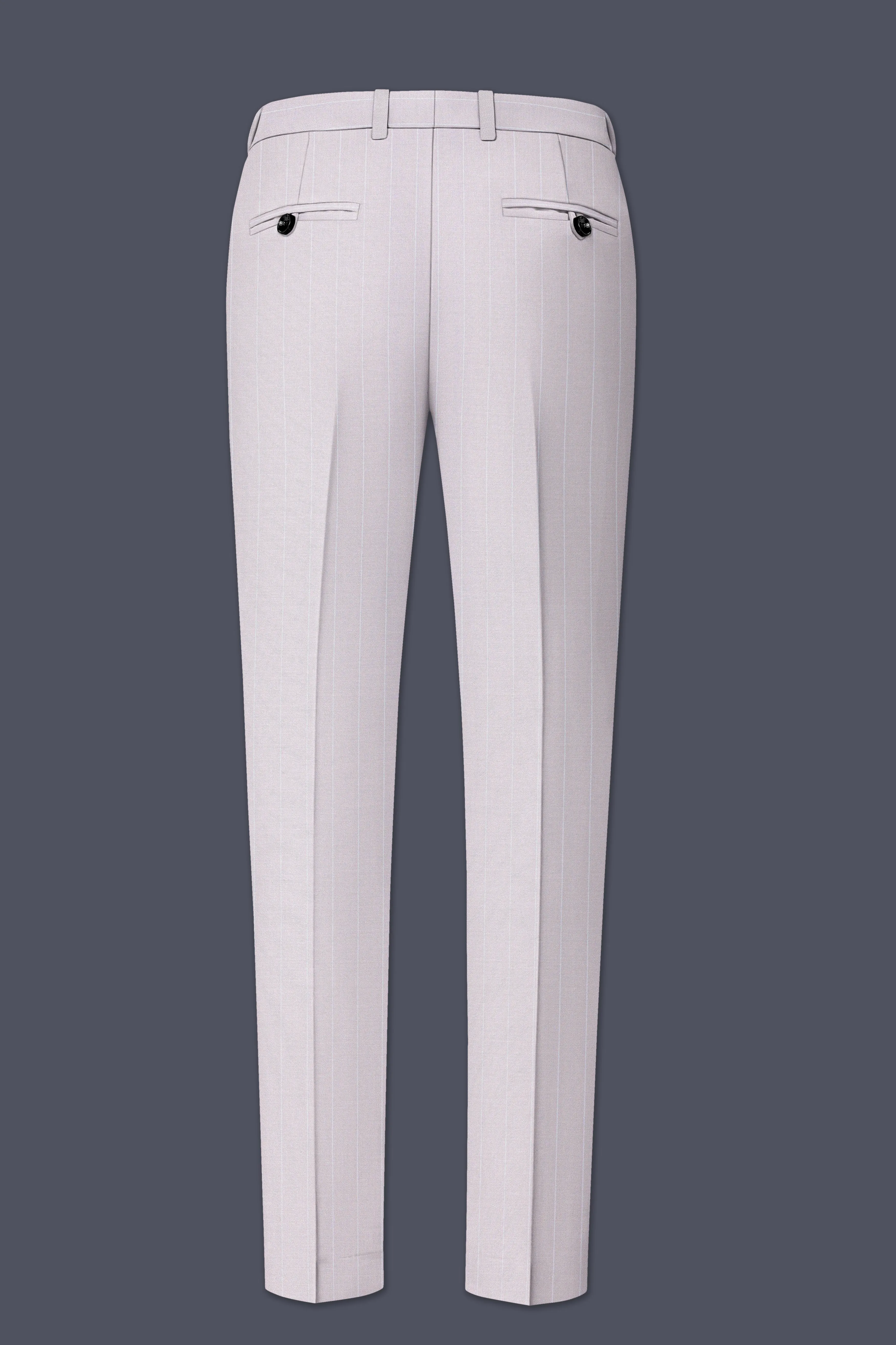 Roselle-Thistle Pink And Bright White Chalk Striped Wool Rich Slight Stretch Waistband Pant sold by French Crown product image thumbnail 5