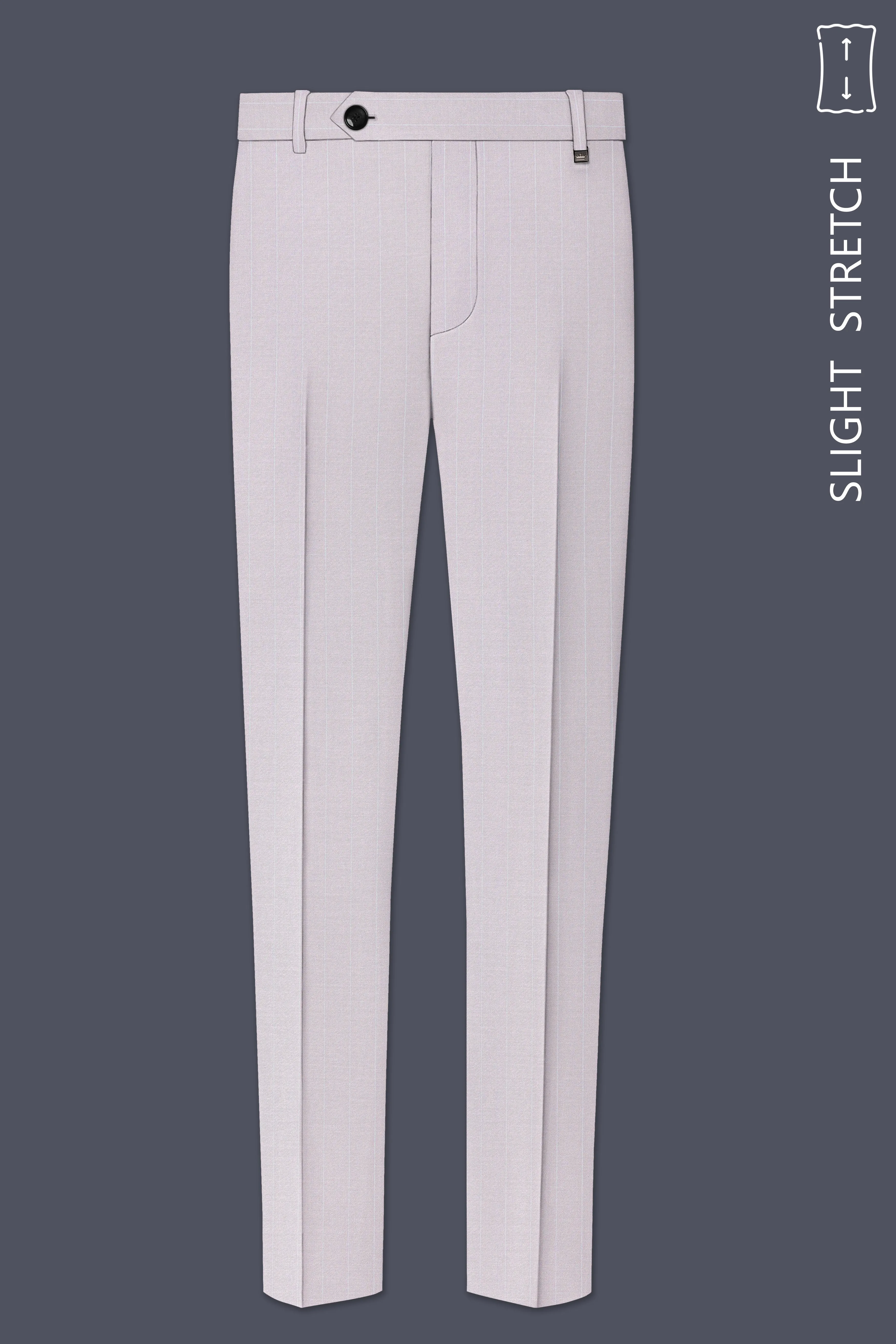 Roselle-Thistle Pink And Bright White Chalk Striped Wool Rich Slight Stretch Waistband Pant sold by French Crown product image thumbnail 2