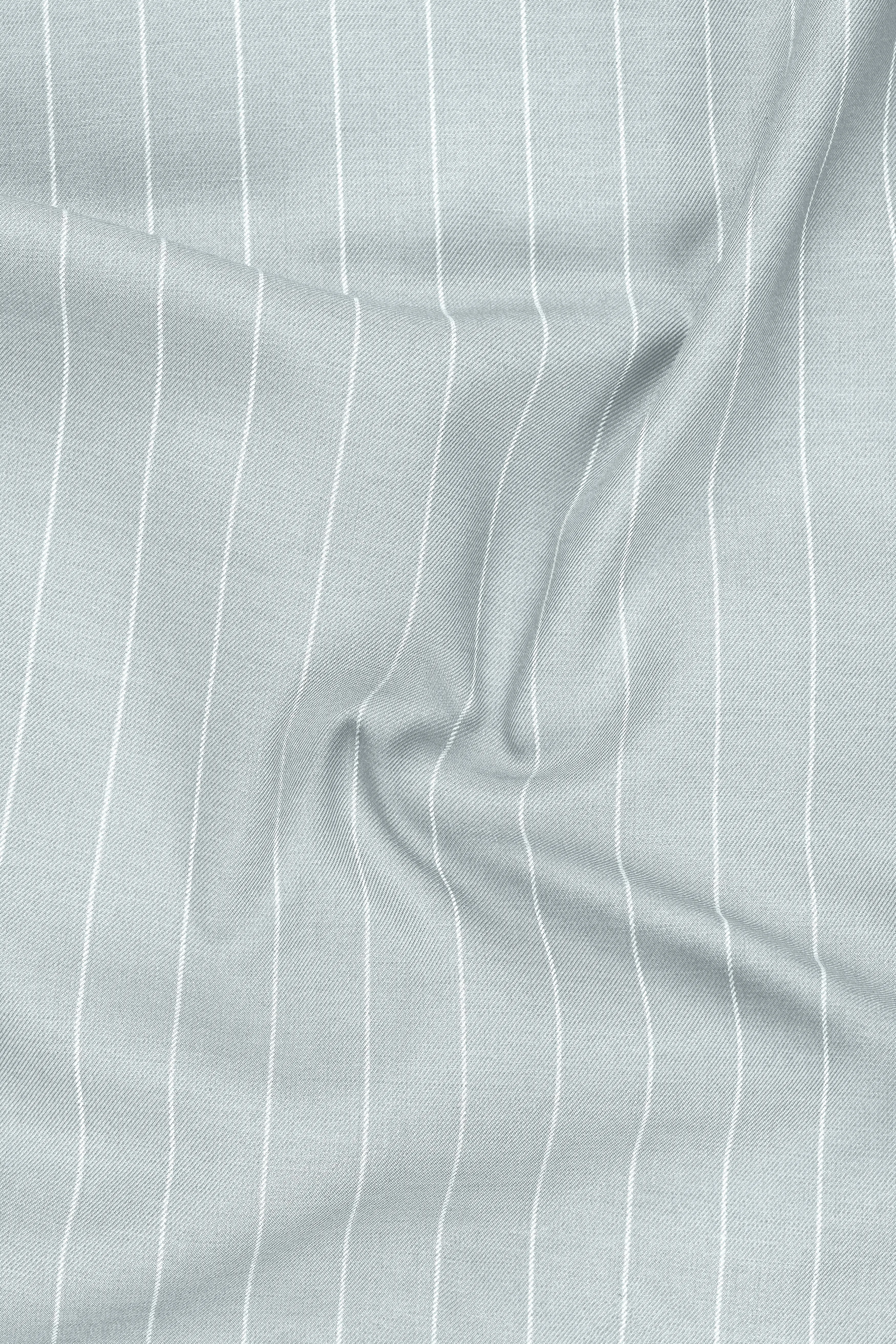 Slate-Tiara Gray And Bright White Chalk Striped Wool Rich Slight Stretch Single Breasted Blazer sold by French Crown product image thumbnail 3
