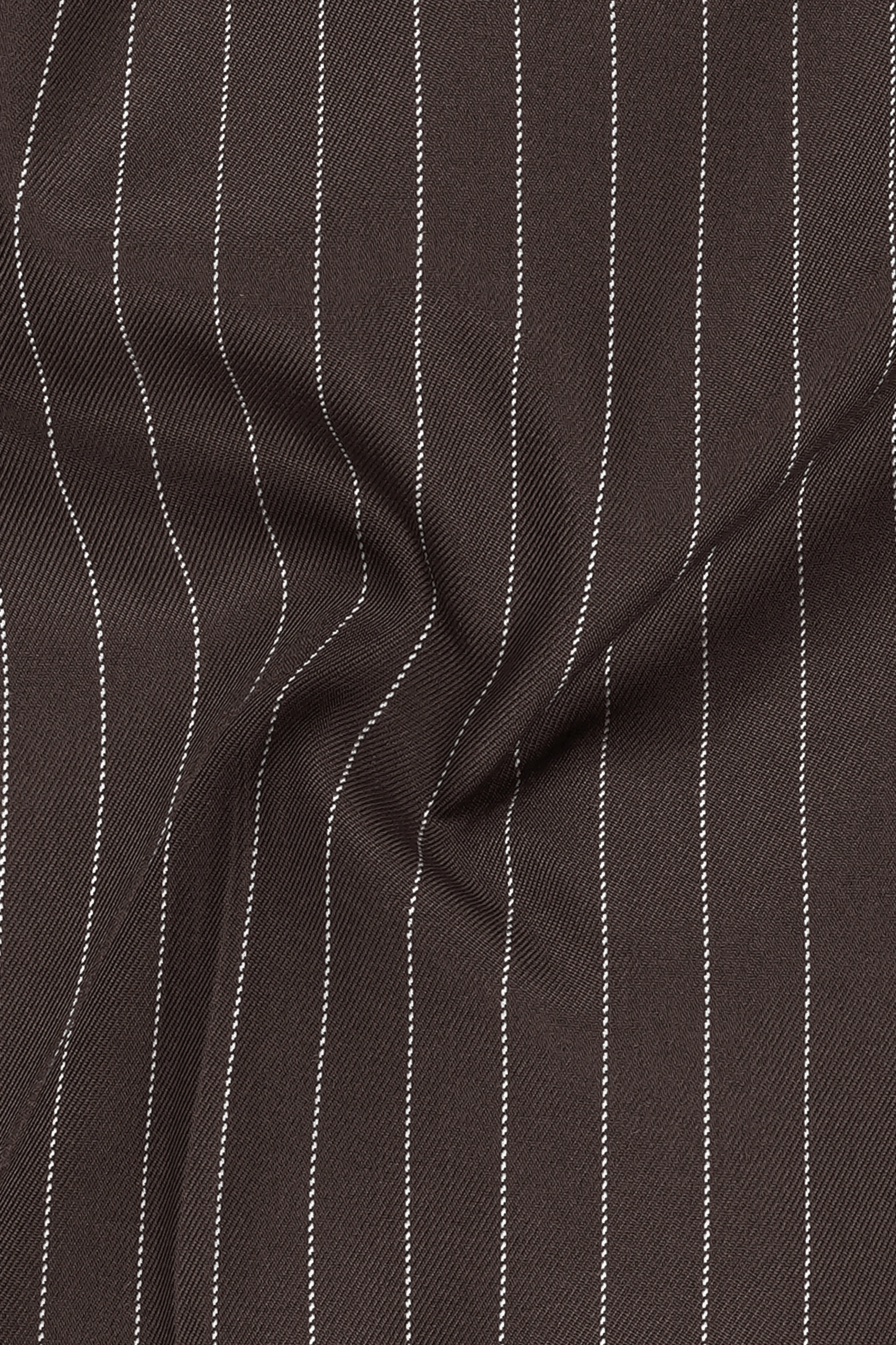 Sovereign-Umber Brown And Bright White Chalk Striped Wool Rich Slight Stretch Double Breasted Suit sold by French Crown product image thumbnail 3