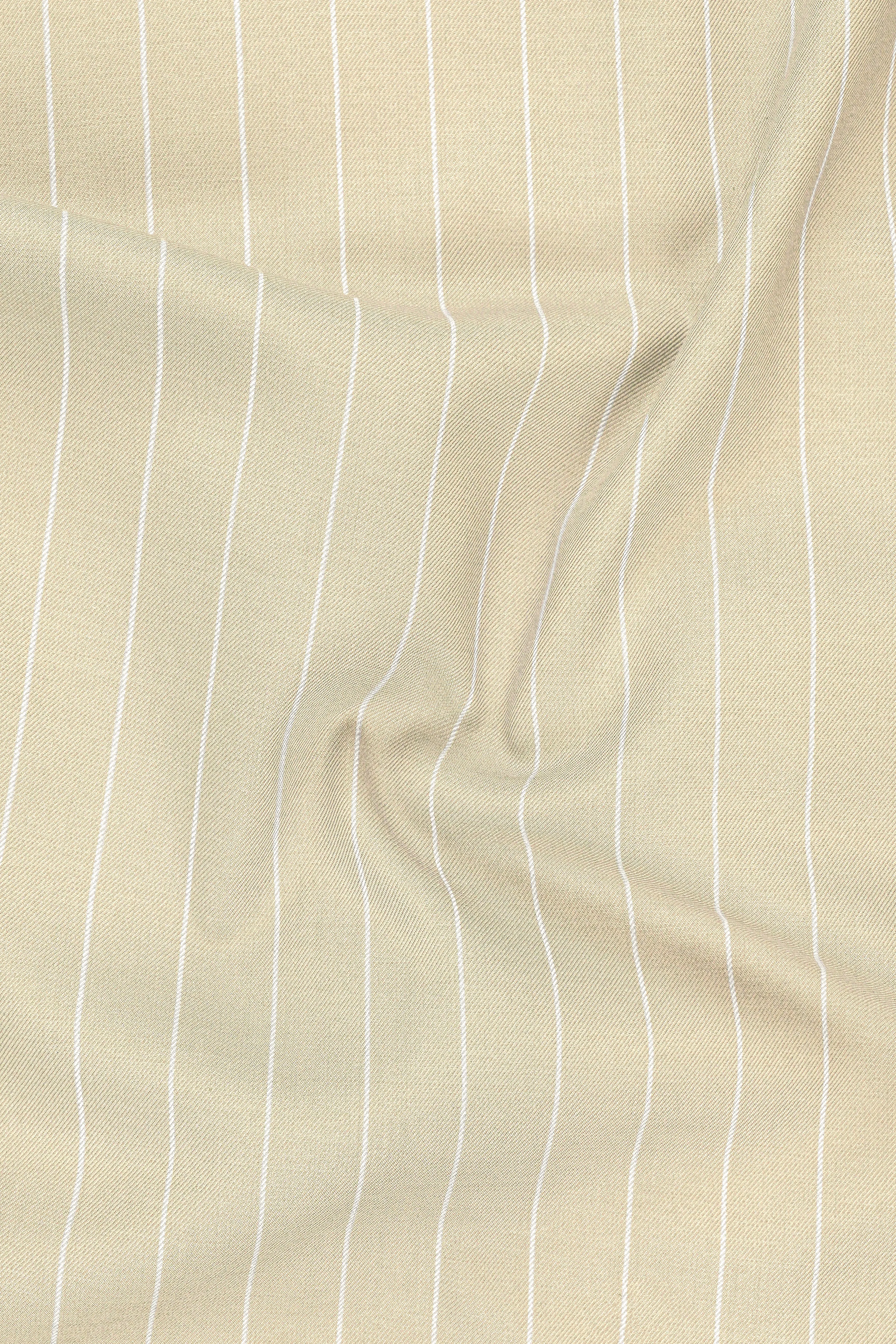 Lumier-Akaroa Cream And Bright White Chalk Striped Wool Rich Slight Stretch Single Breasted Blazer sold by French Crown product image thumbnail 3