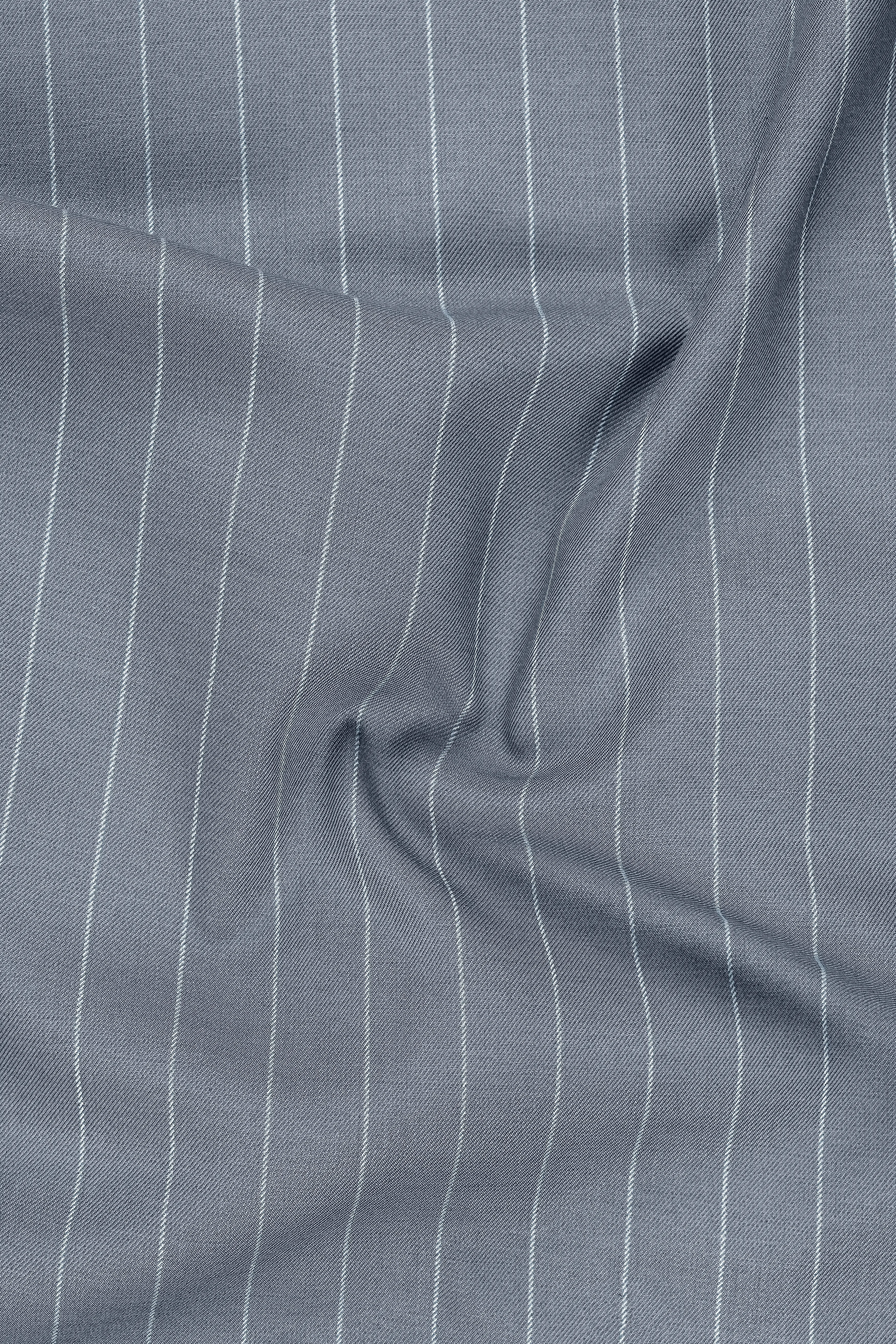 Prestige-Regent Gray And Bright White Chalk Striped Wool Rich Slight Stretch Single Breasted Suit sold by French Crown product image thumbnail 3