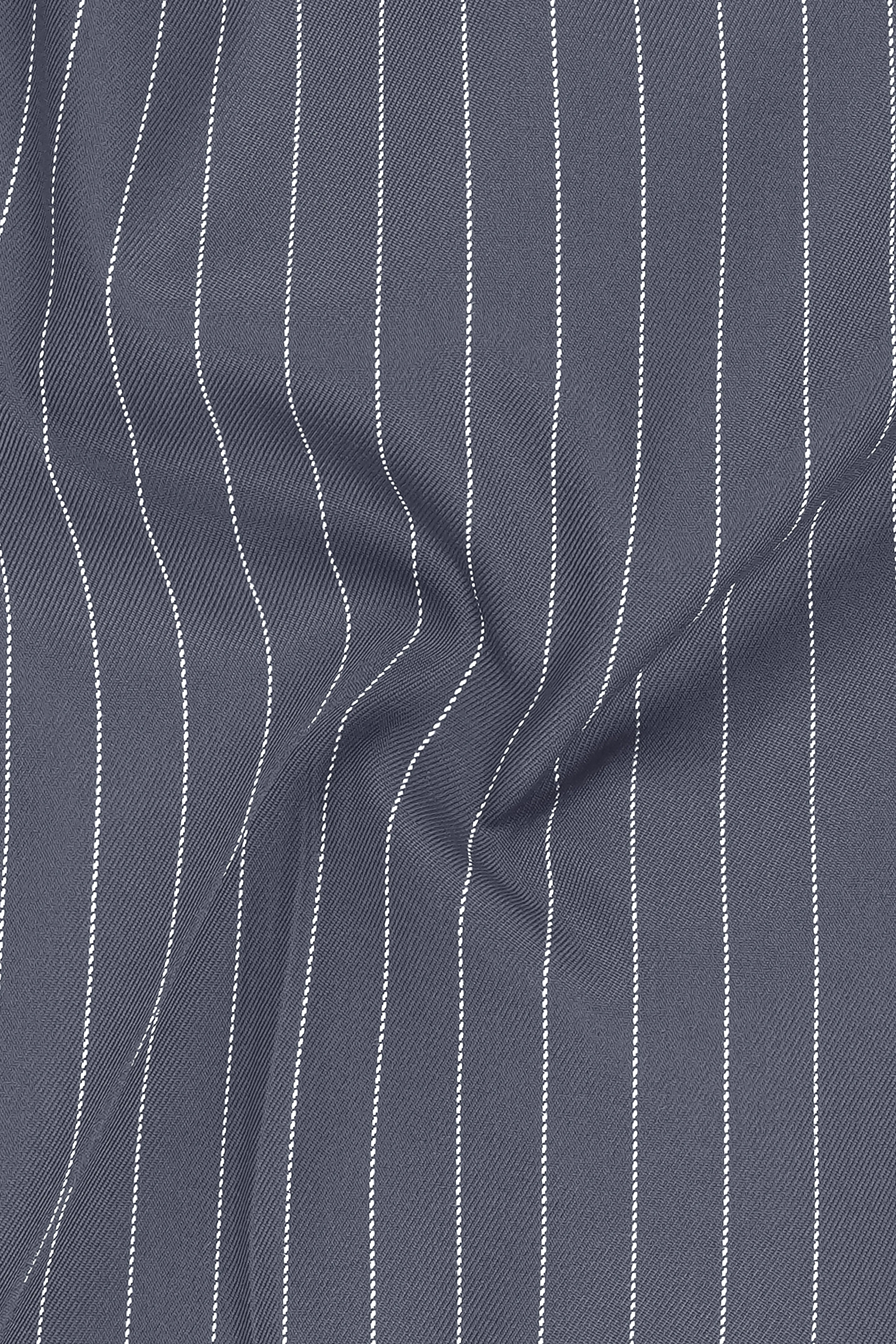 Monarch-Shark Gray And Bright White Chalk Striped Wool Rich Slight Stretch Waistcoat sold by French Crown product image thumbnail 3
