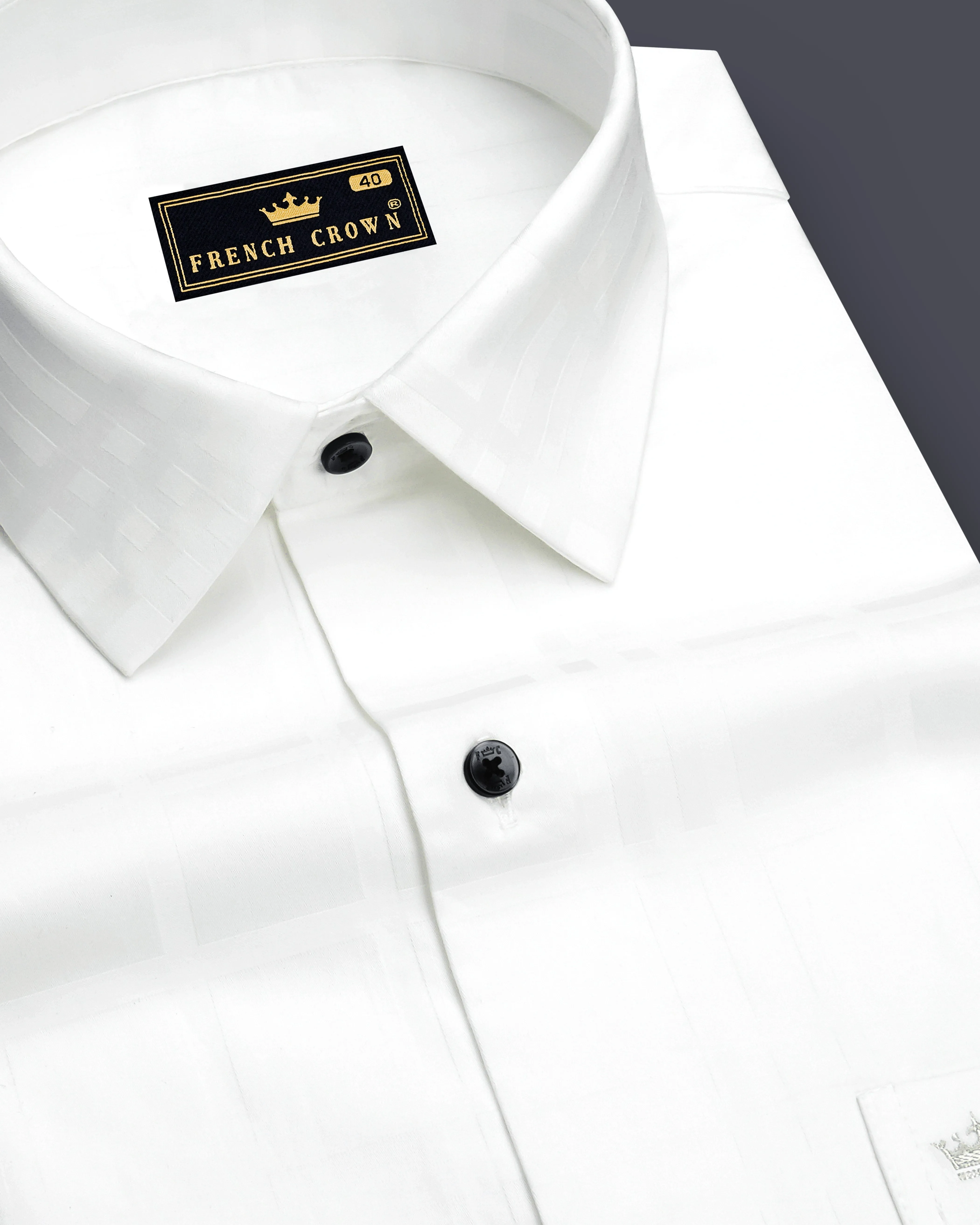 Lucent-Bright White Jacquard Textured Premium Cotton Dress Shirt sold by French Crown