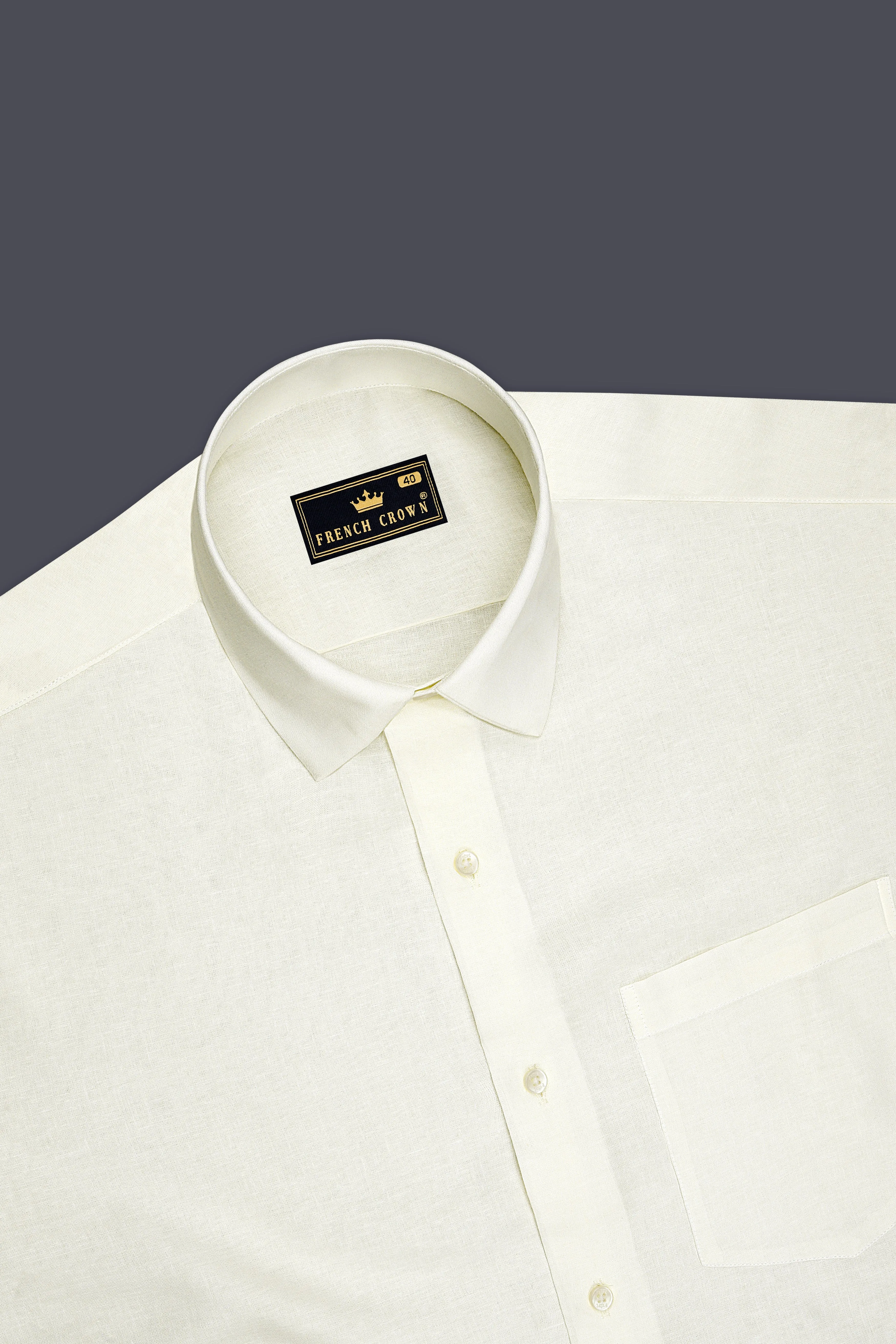 Alba-Off White Luxurious Linen Dress Shirt sold by French Crown product image thumbnail 5